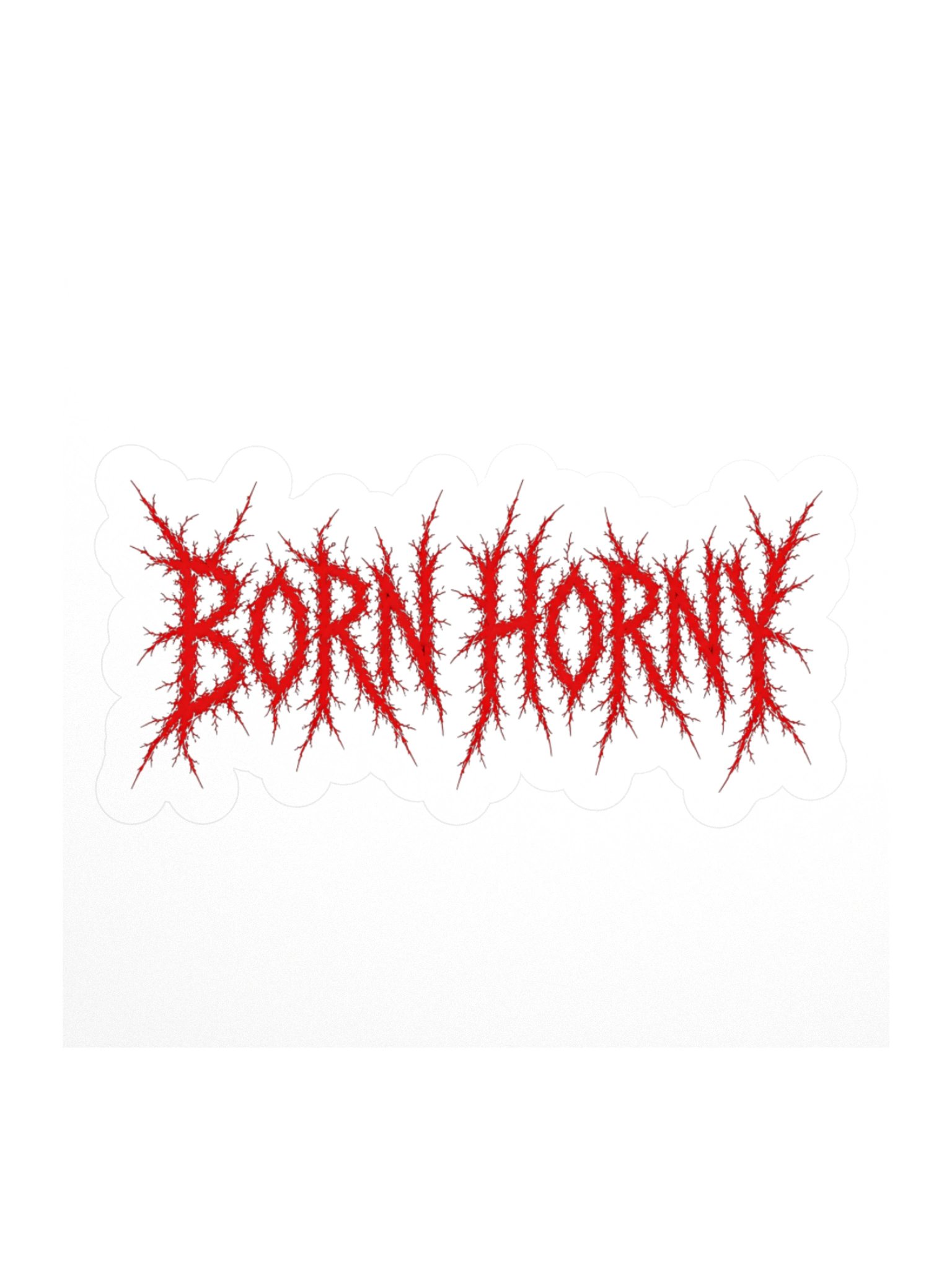 BORN HORNY Red Jagged Text Kiss Cut Sticker product image (2)