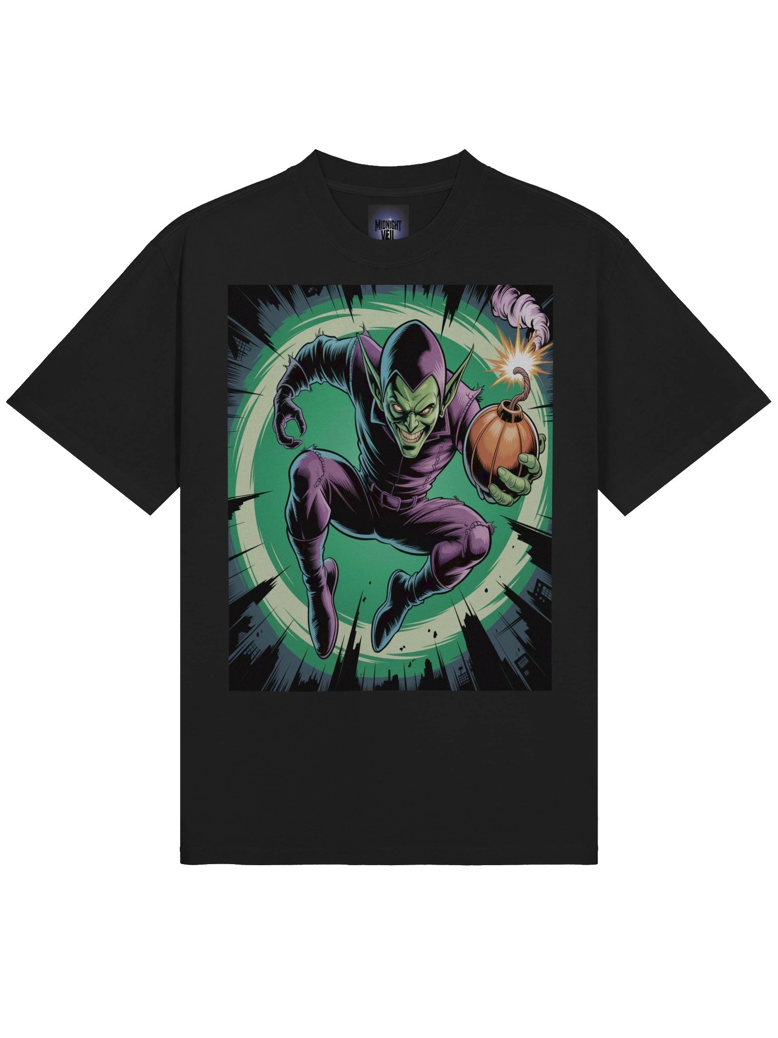 Green Goblin Pumpkin Blitz Oversized Faded T-Shirt – Goblin's Glider Gambit product image (5)