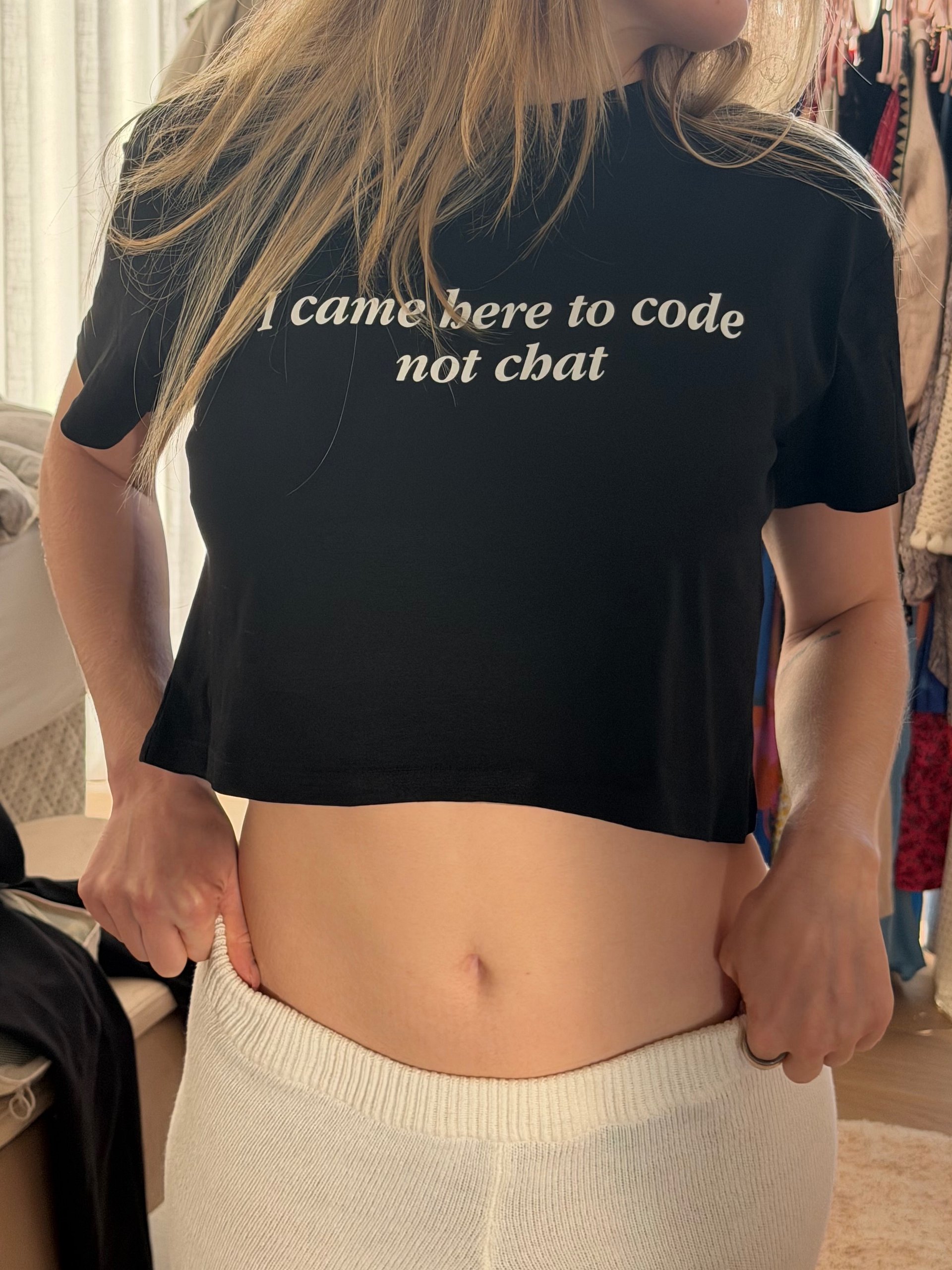 i came here to code not chat crop top - 100% cotton product image (1)