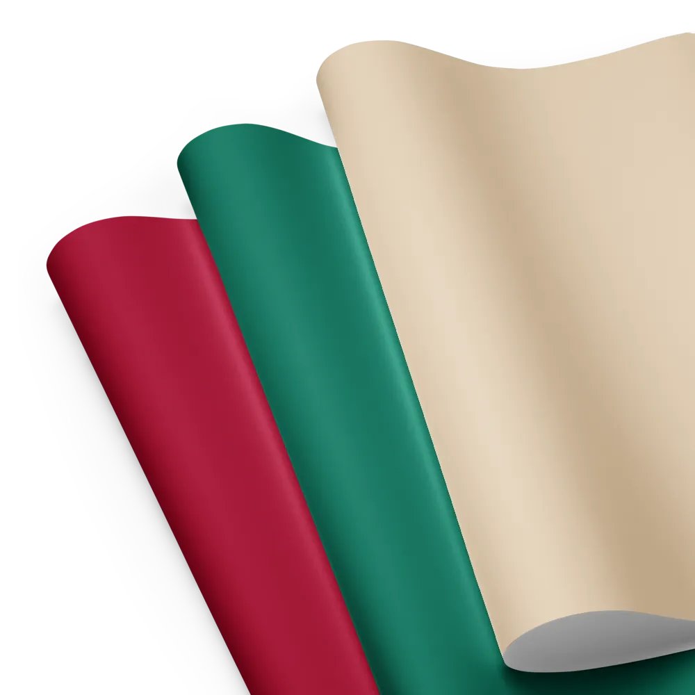 Mixed (Red, Green, Champagne) Solid Holiday Christmas Wrapping Paper Sheets (3) product image (3)