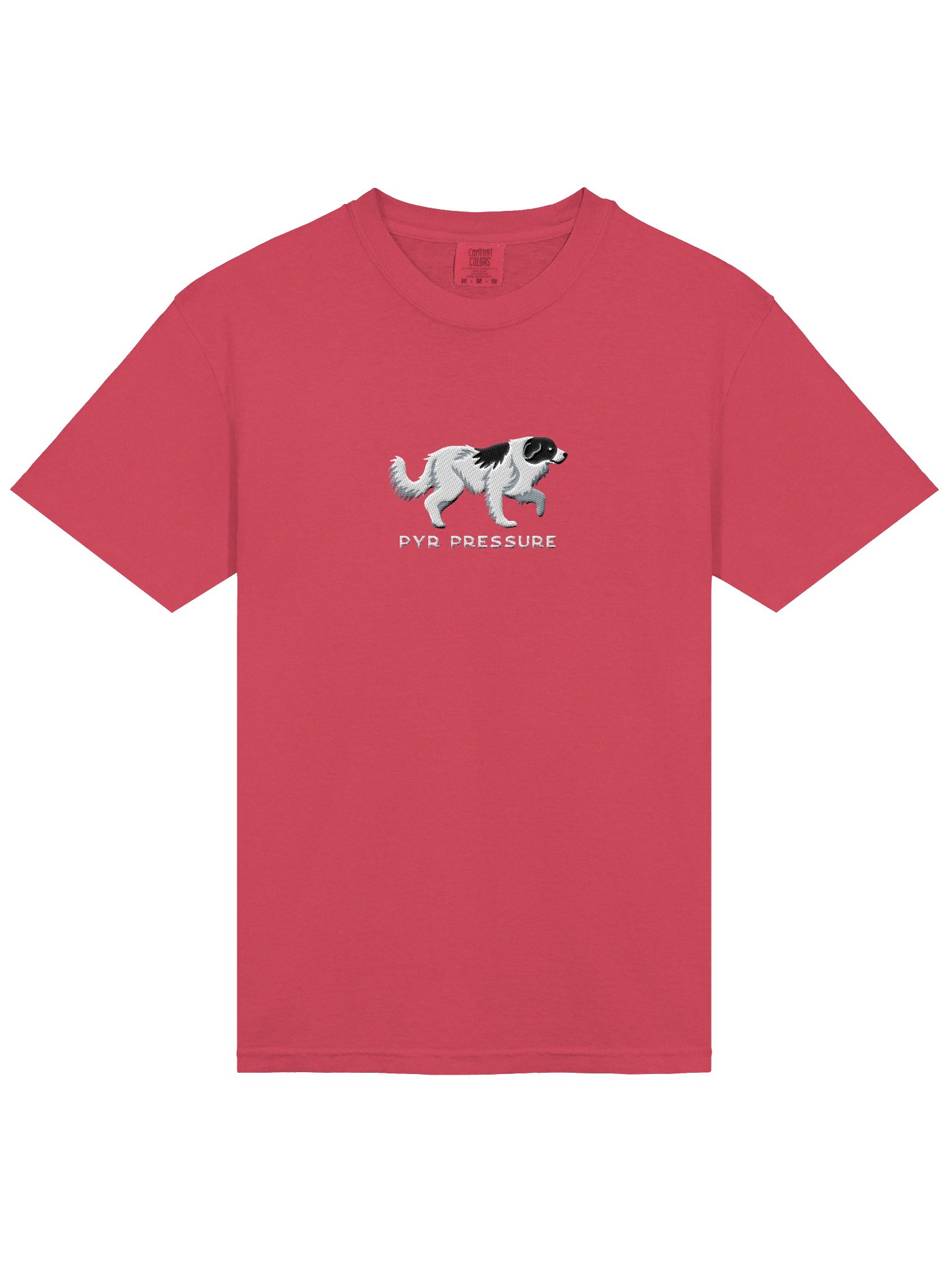 Pyr Pressure T-Shirt(Embroidered) of a Great Pyrenees(Black & White) product image (6)