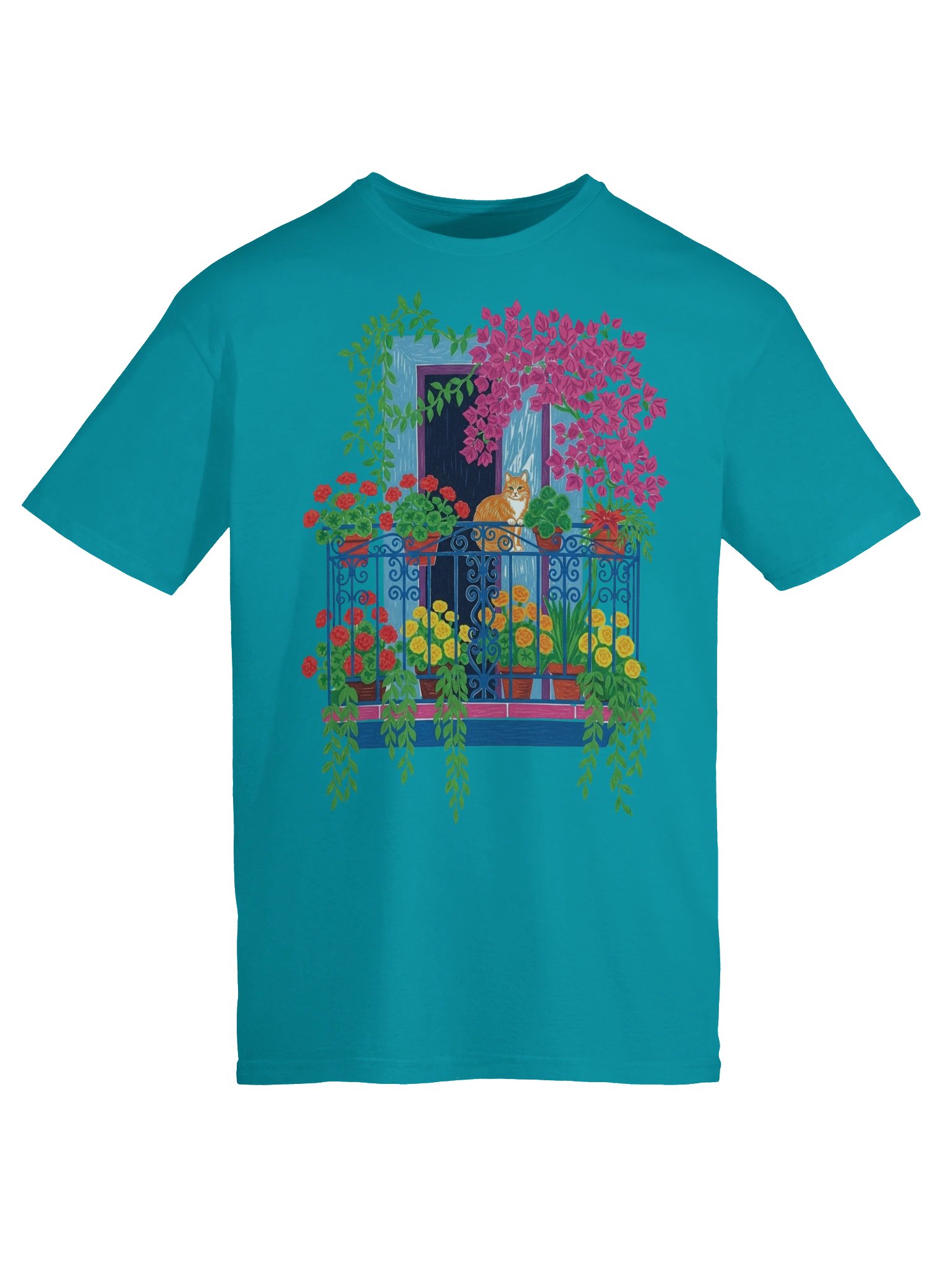 Cat on Balcony Design T-Shirt product image (65)
