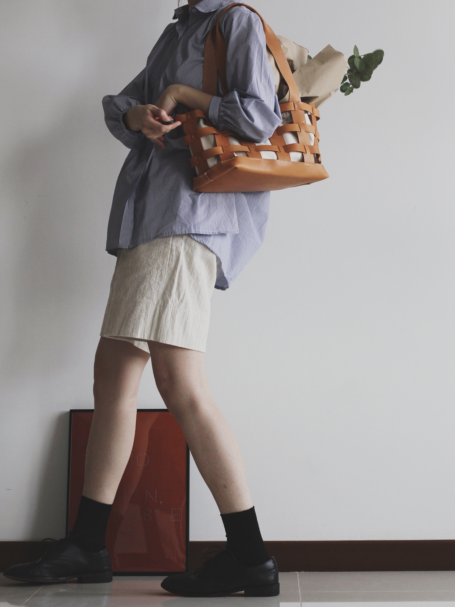 Vegetable Tanned Leather Caged Tote Bag - Large product image (12)