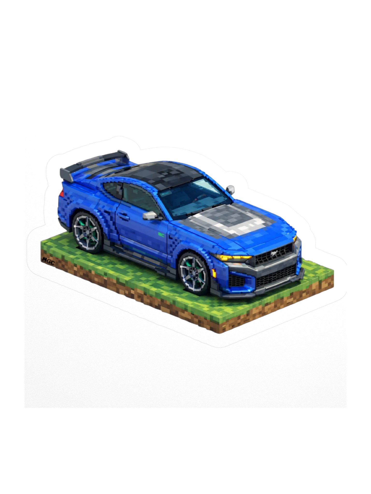 Blue Ford Mustang Dark Horse Sticker (Pixel, Retro, Minecraft) product image (1)