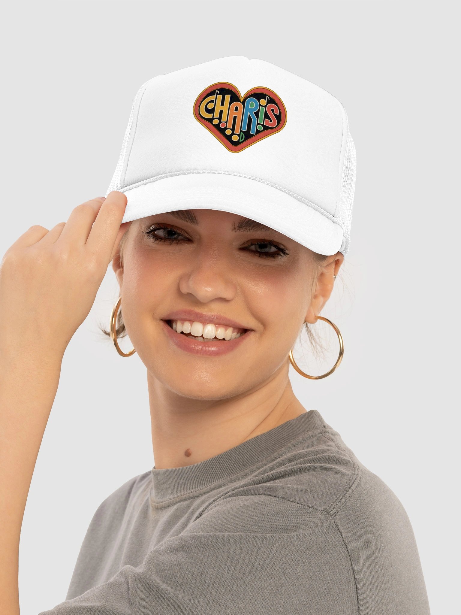 Charis Heart Logo Foam Trucker Hat product image (1)