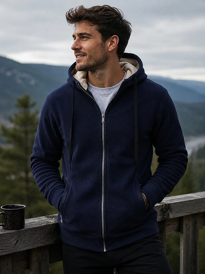 Mens Fleece-Lined Jacket With Hooded Sweatshirt From Europe And The US product image (1)