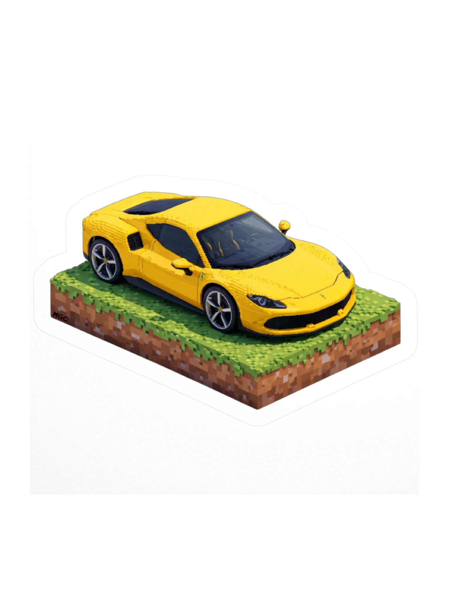 Yellow Ferrari 296 GTS Sticker (Pixel, Retro, Minecraft) product image (1)