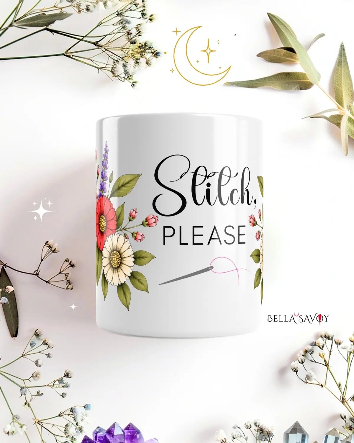 Stitch, Please Floral Mug for Stitch Craft Lovers product image (1)