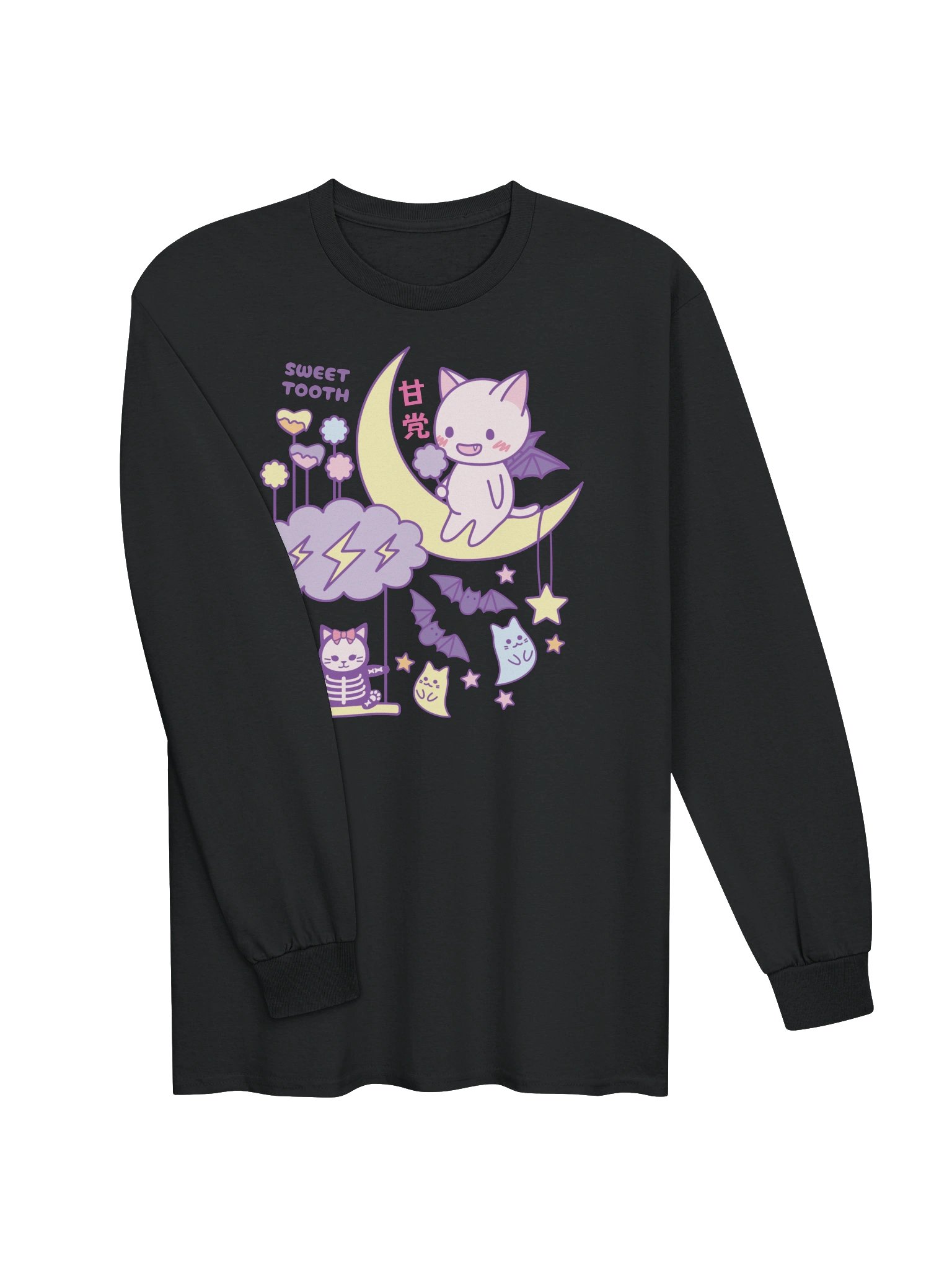 Kawaii Bat Cat - Unisex Adult Long Sleeve T-shirt product image (2)