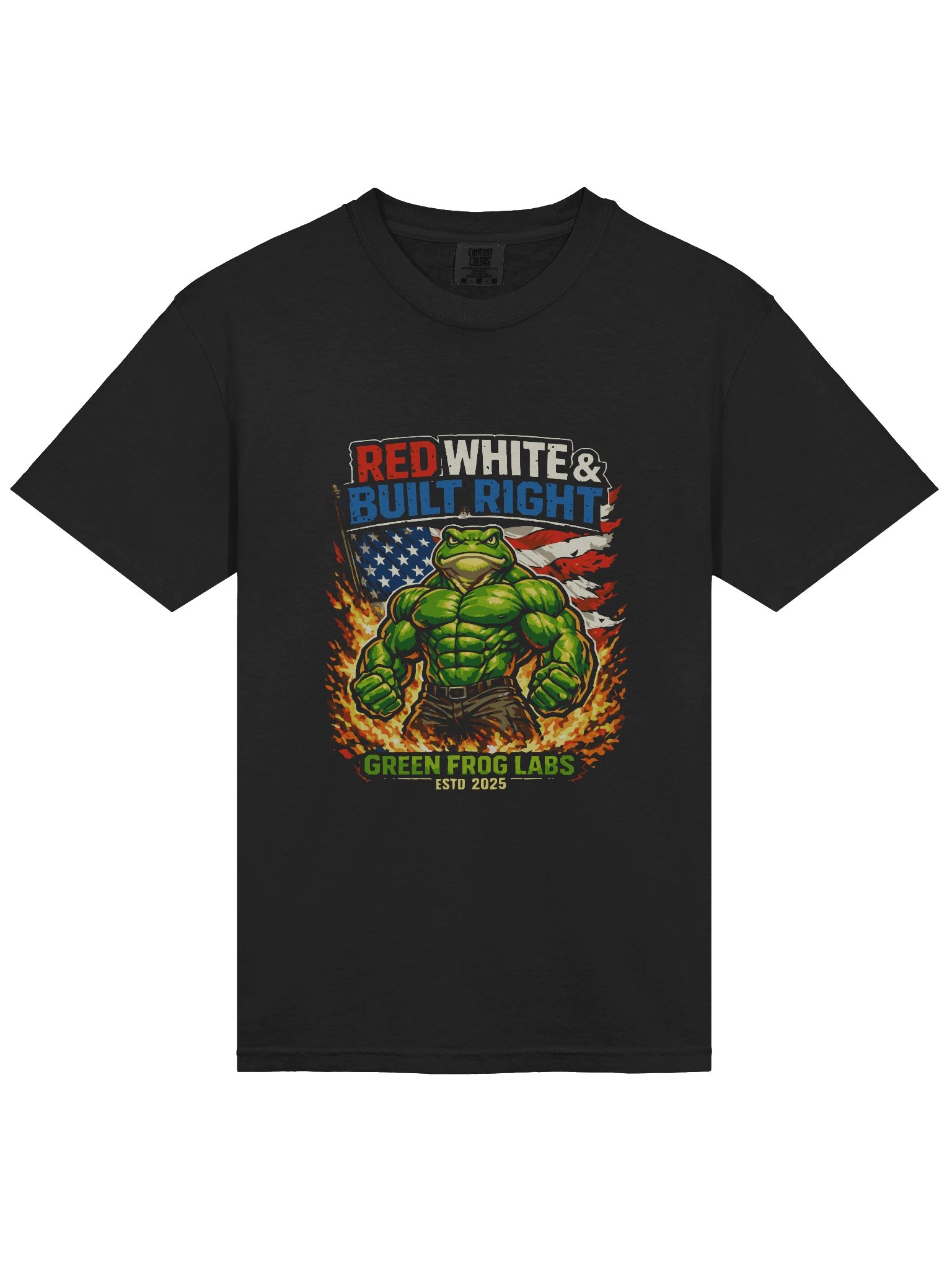 RED WHITE BUILT RIGHT – Green Frog Labs USA Flex Tee product image (3)