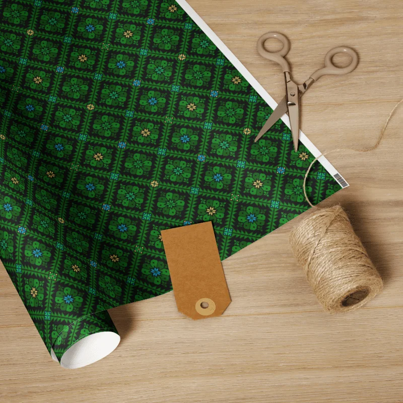 Green Tatreez Wrapping Paper product image (4)