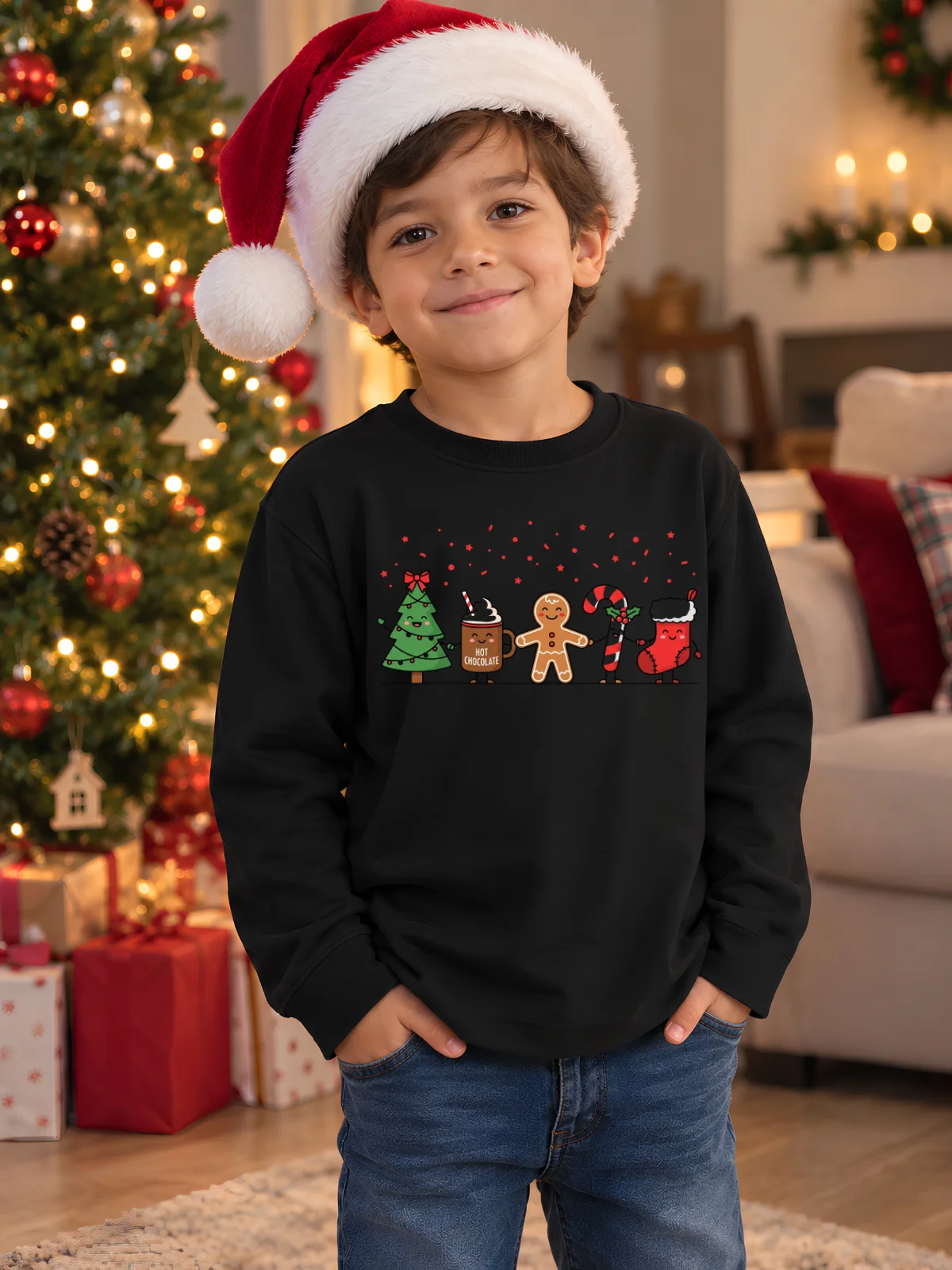 Kids Cute Christmas Characters Sweatshirt product image (1)