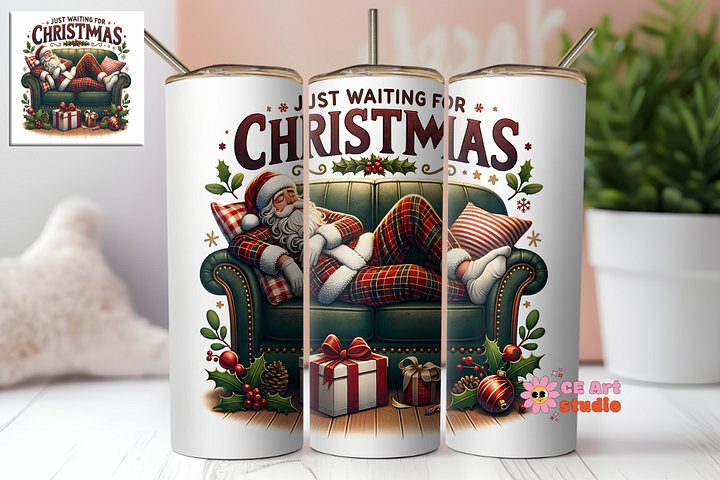 Just Waiting For Christmas Tumbler Wrap PNG product image (1)