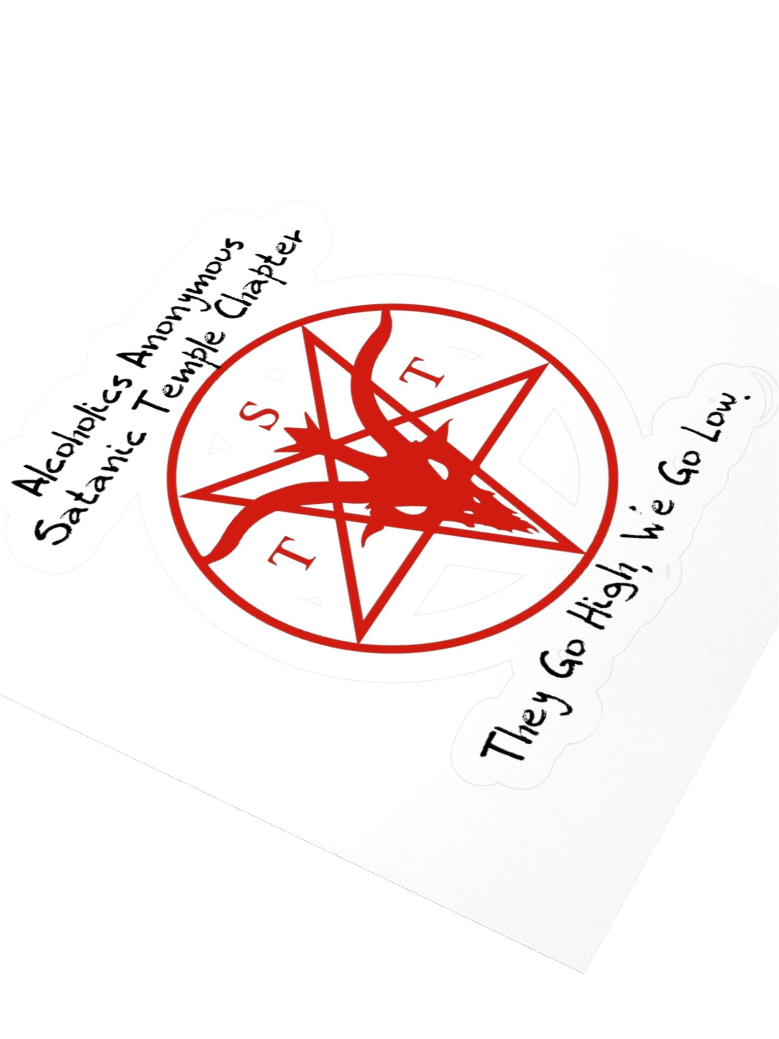 Alcoholics Anonymous Satanic Temple Chapter We Go Low Kisscut Sticker product image (3)