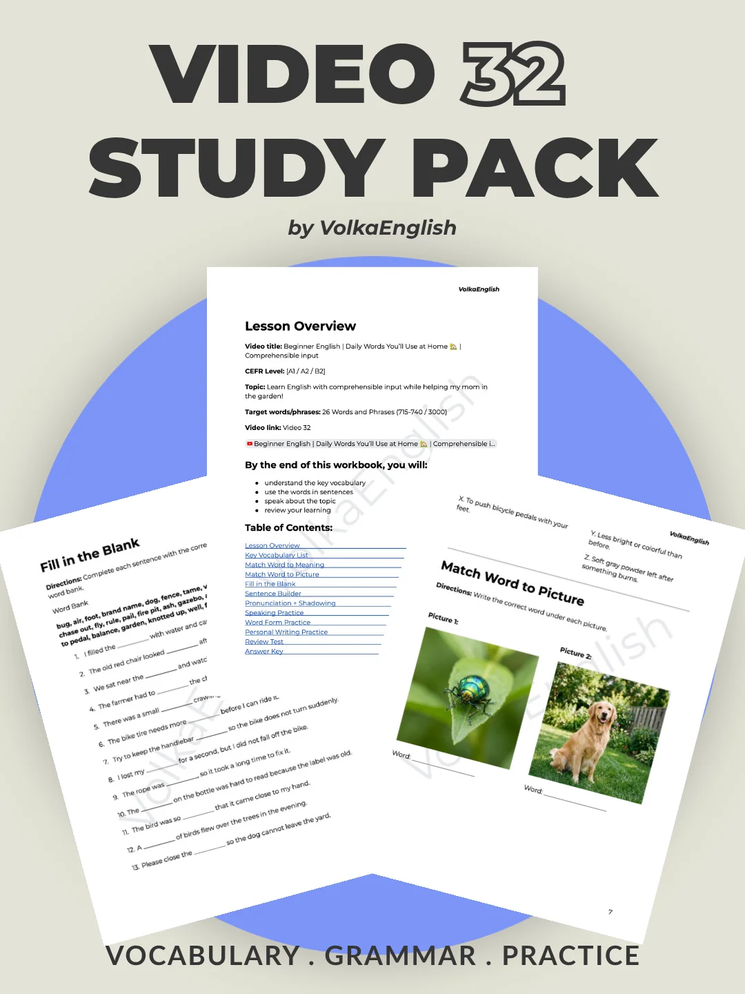 Beginner English | Daily Words You’ll Use at Home 🏡 | Comprehensible input - Video 32 Study Pack product image (1)