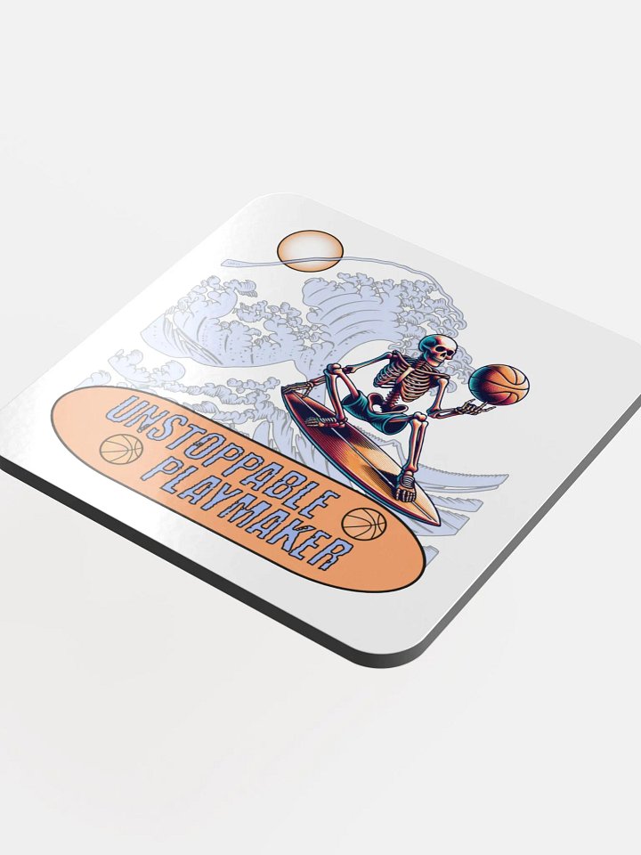 Unstoppable Playmaker Skeleton Basketball Surfer Cork Coaster product image (1)