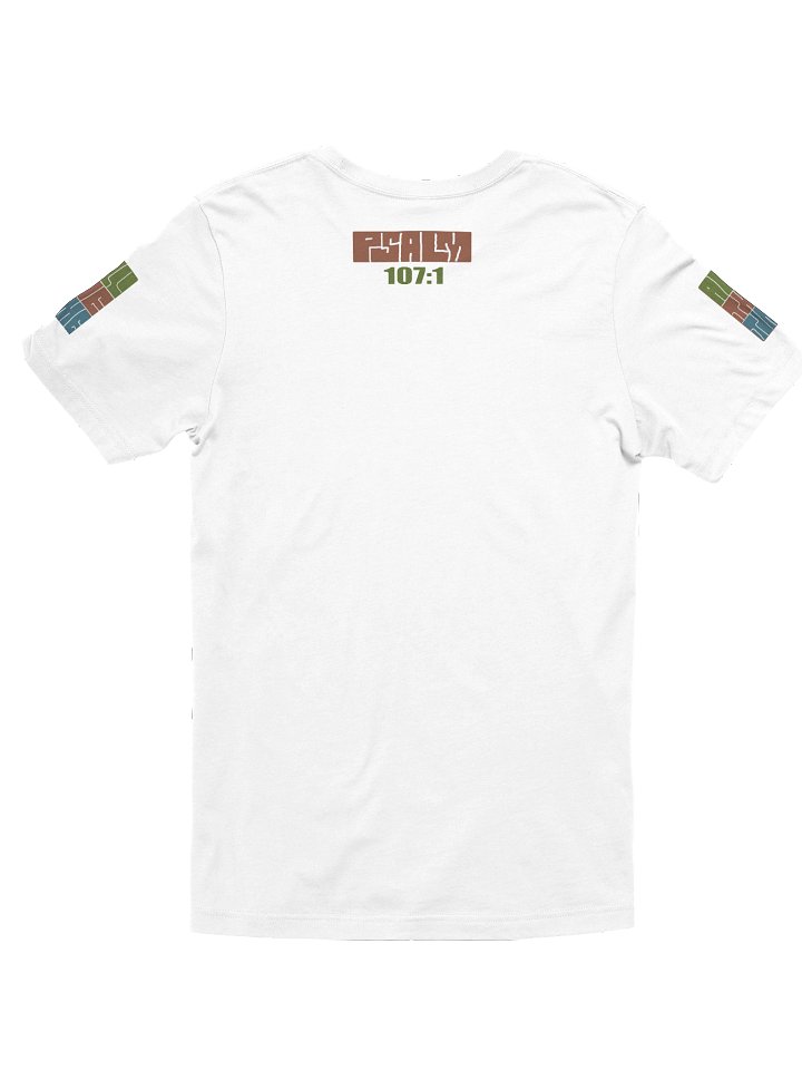 Psalm 107:1 (Premium Tee with front, back & printed sleeves) product image (14)