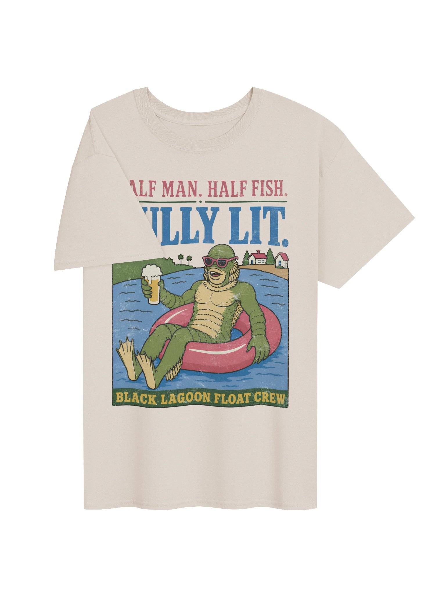 Funny Lake Drinking Shirt – Half Man Half Fish Fully Lit Tee product image (23)