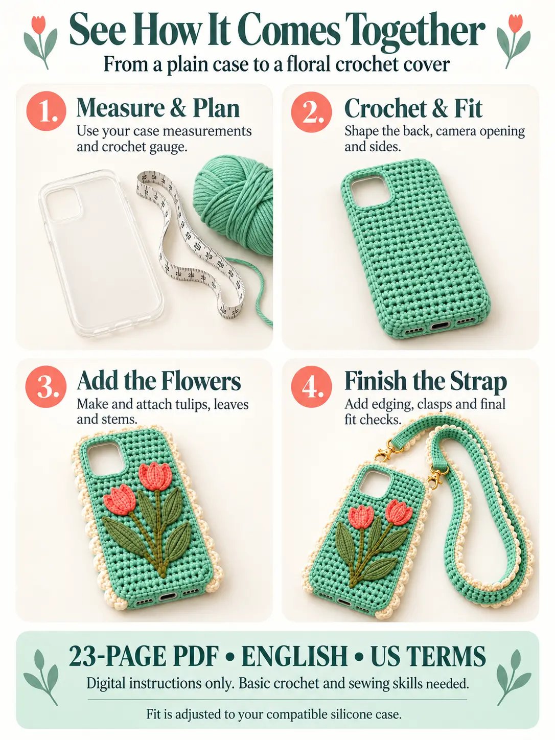 Tulip Phone Case Crochet Pattern PDF product image (3)