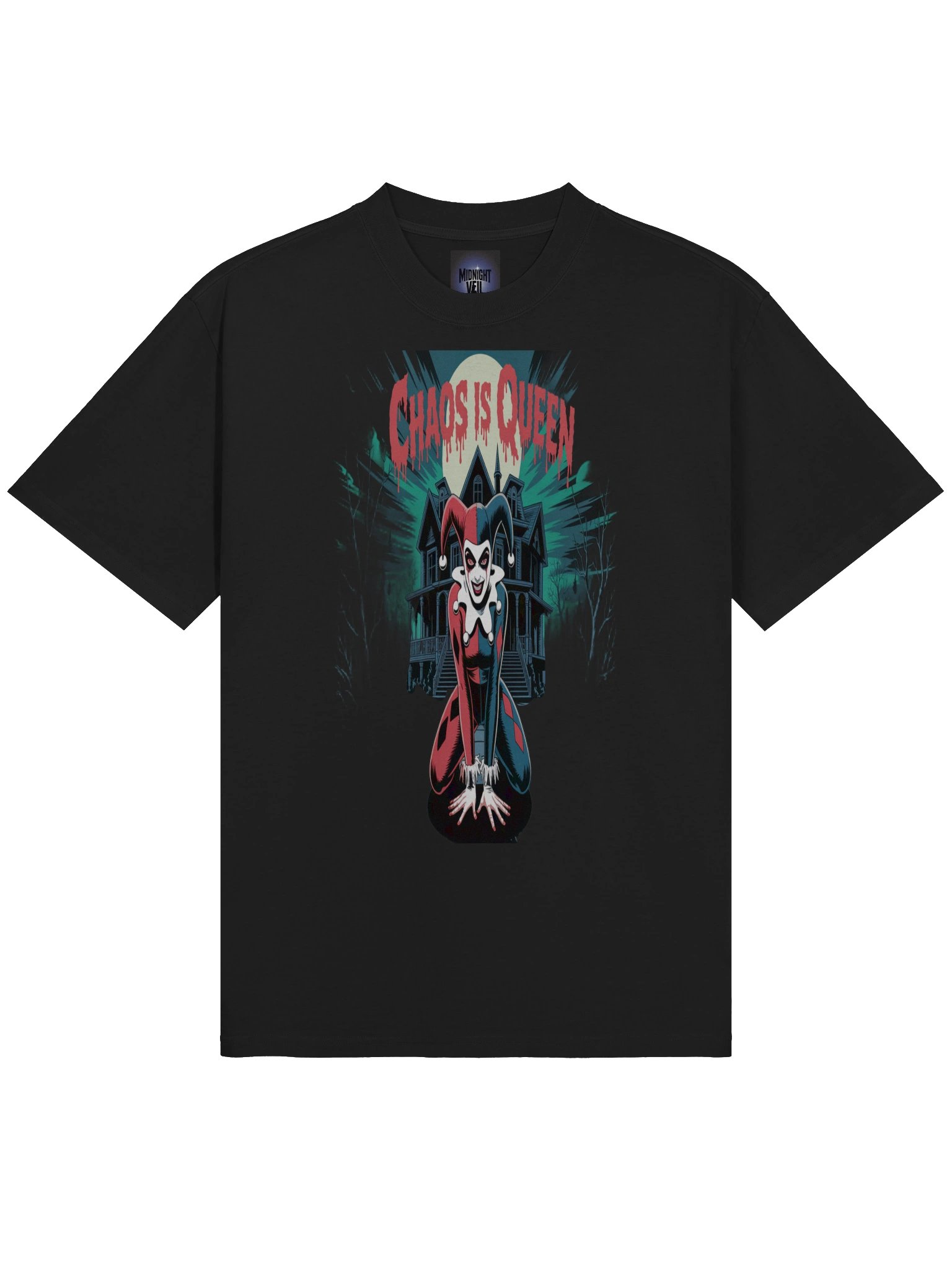 Harley Quinn 'Chaos is Queen' Haunted Manor Oversized Faded T-Shirt product image (5)