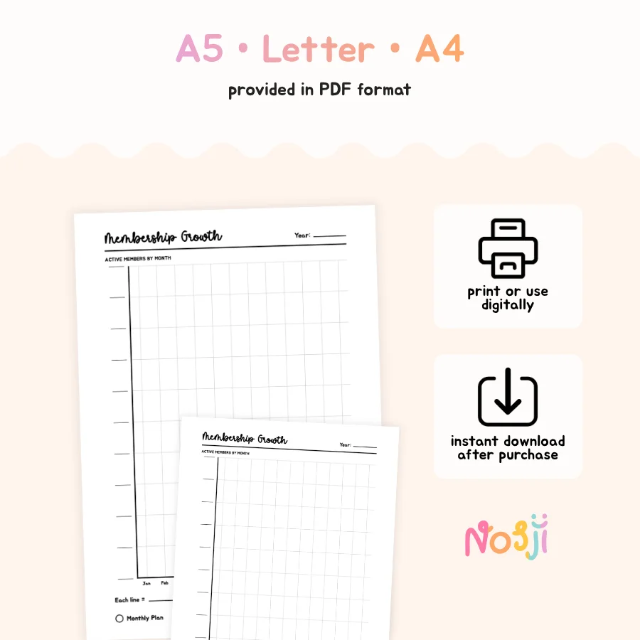 Membership Growth Chart Printable Yearly Membership Tracker product image (2)
