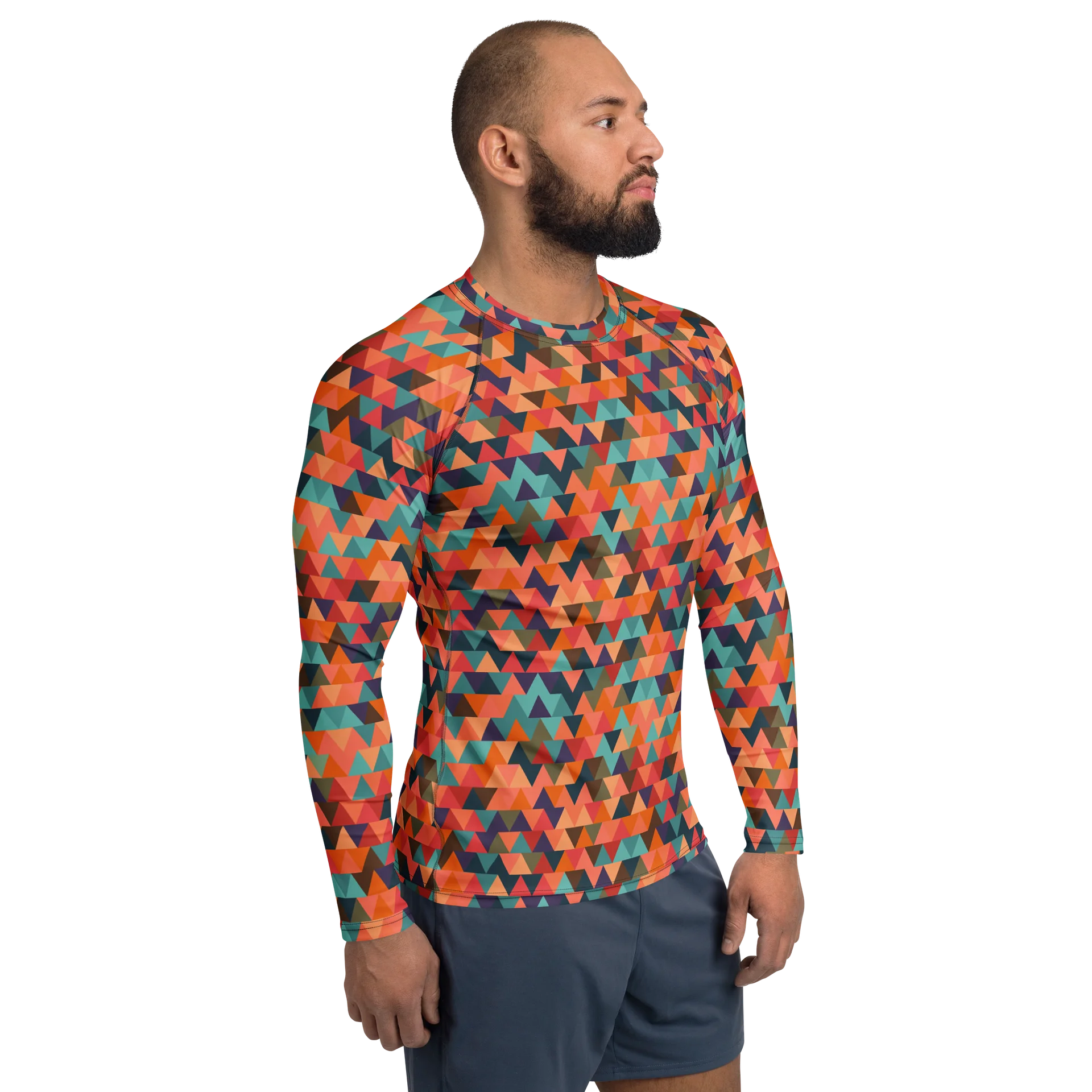 Colorful Geometric Triangles Men's Rash Guard product image (4)