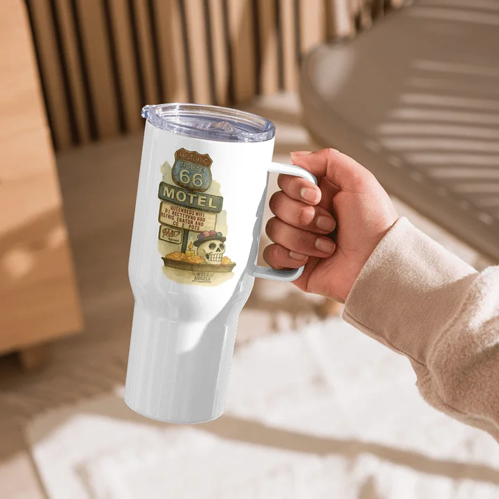 Route 66 Day of the Dead Travel Mug – Mel’s Angels Motel Skull Día de los Muertos Tumbler product image (1)