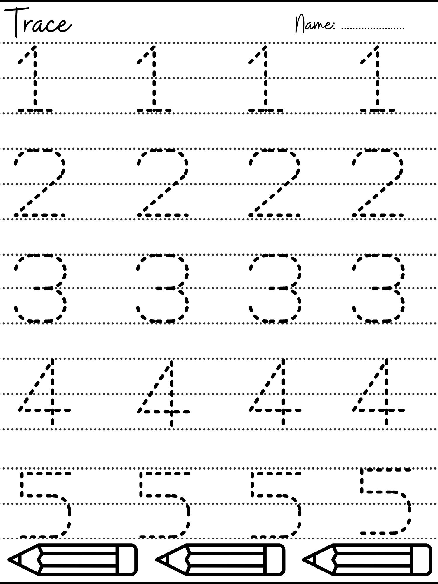 Number Tracing 1-10 Worksheets pdf product image (4)