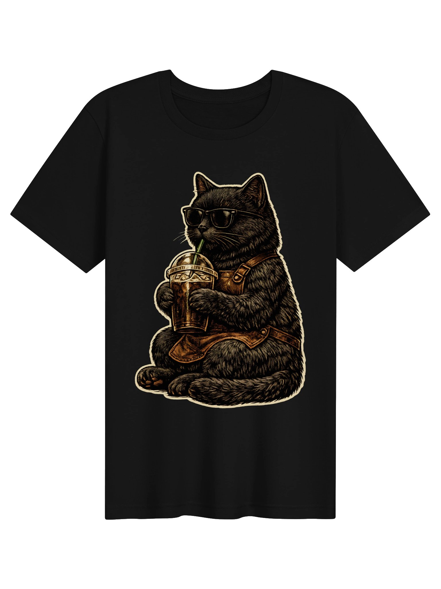 Black Cat Iced Coffee Tee | Vintage Black Cat Lovers Collection product image (3)