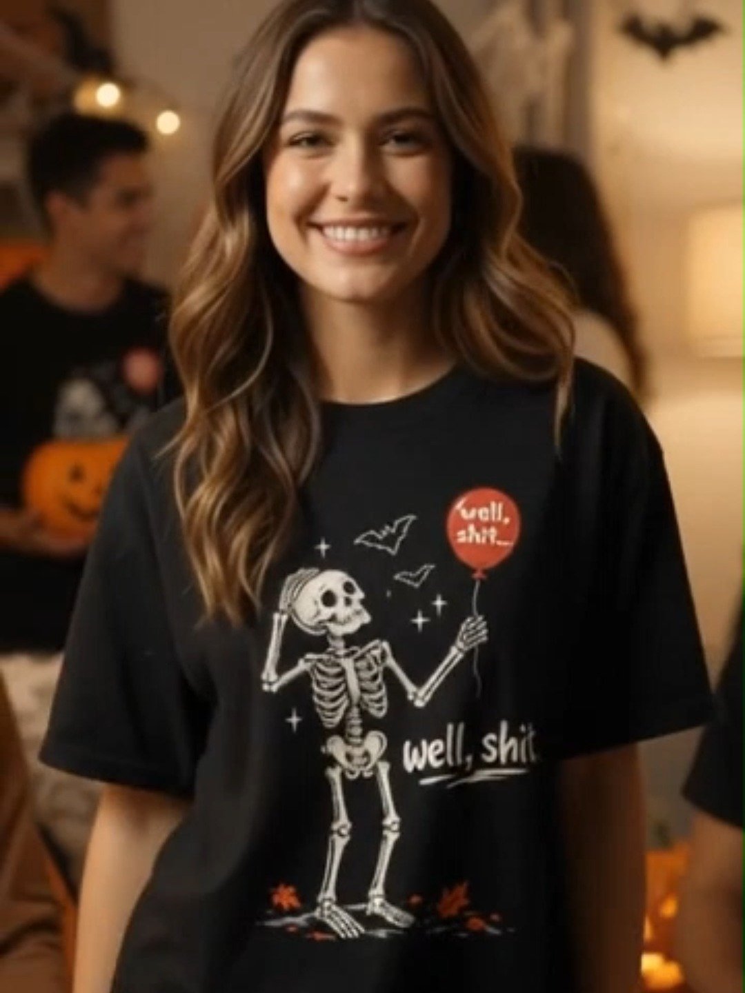 Skeleton Balloon Halloween Shirt — Funny "Well, Sh!t" Graphic Tee product image (49)