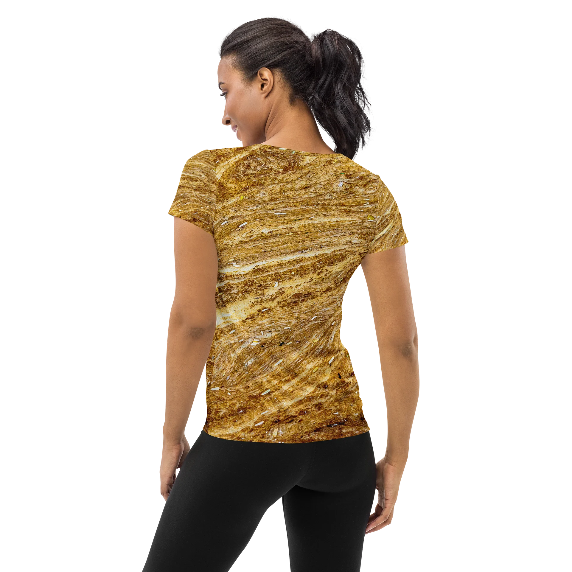 Golden Strata All-Over Print Women's Athletic T-Shirt product image (2)