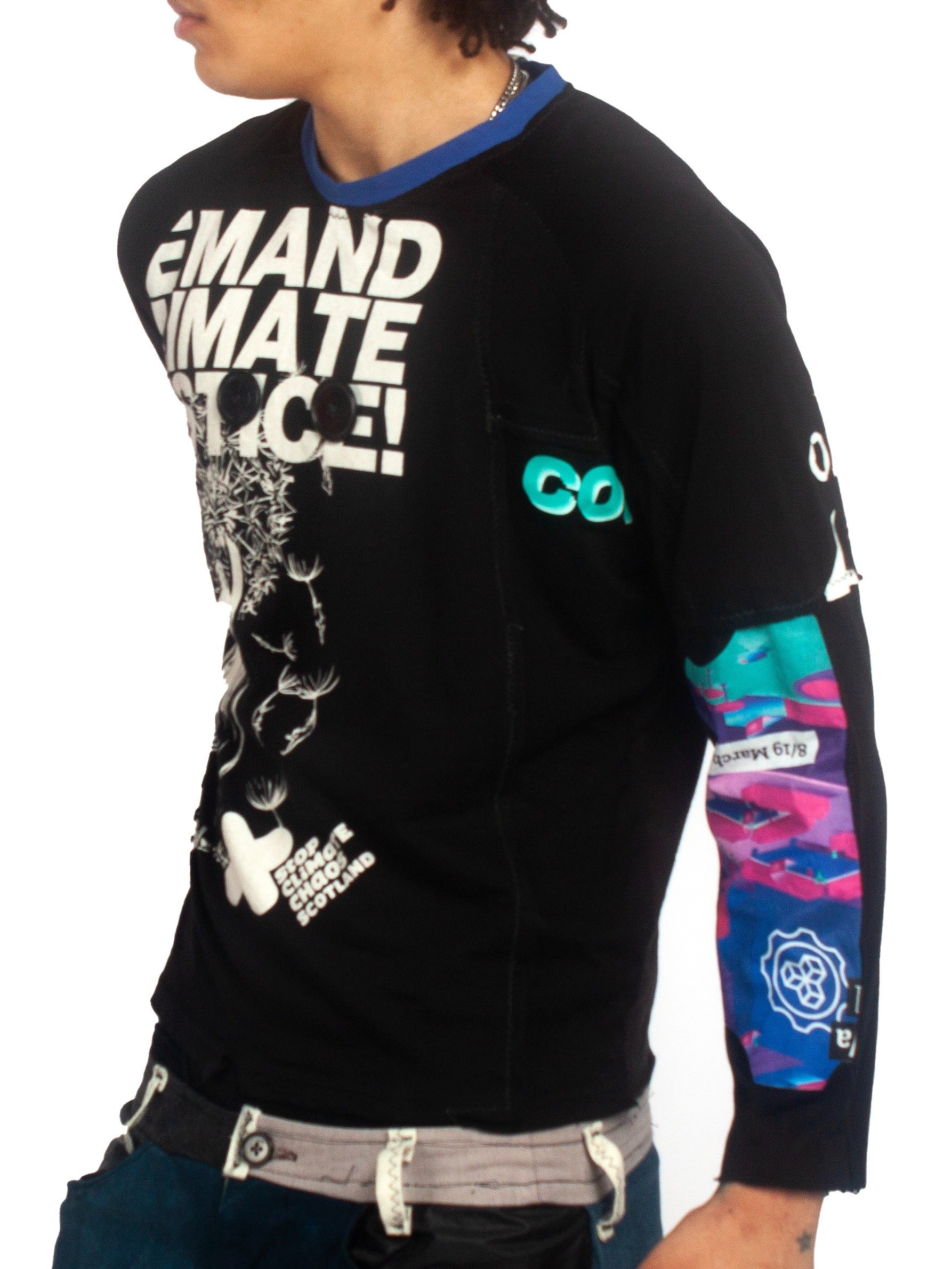 RAGLAN LONG SLEEVE TEE - 2 BUTTON - BLACK product image (2)