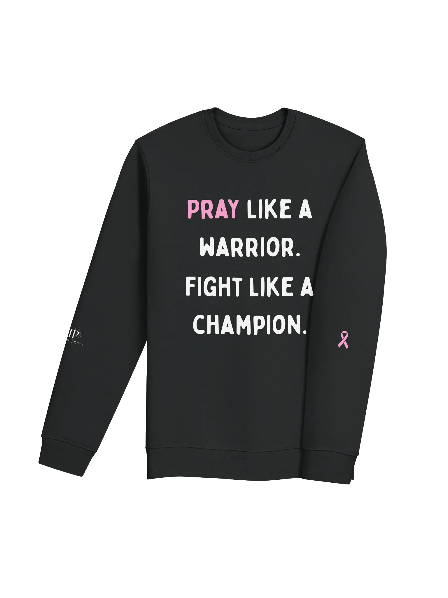 VIP "Pray Like a Warrior, Fight Like a Champion" Breast Cancer Awareness Unisex Crewneck product image (4)
