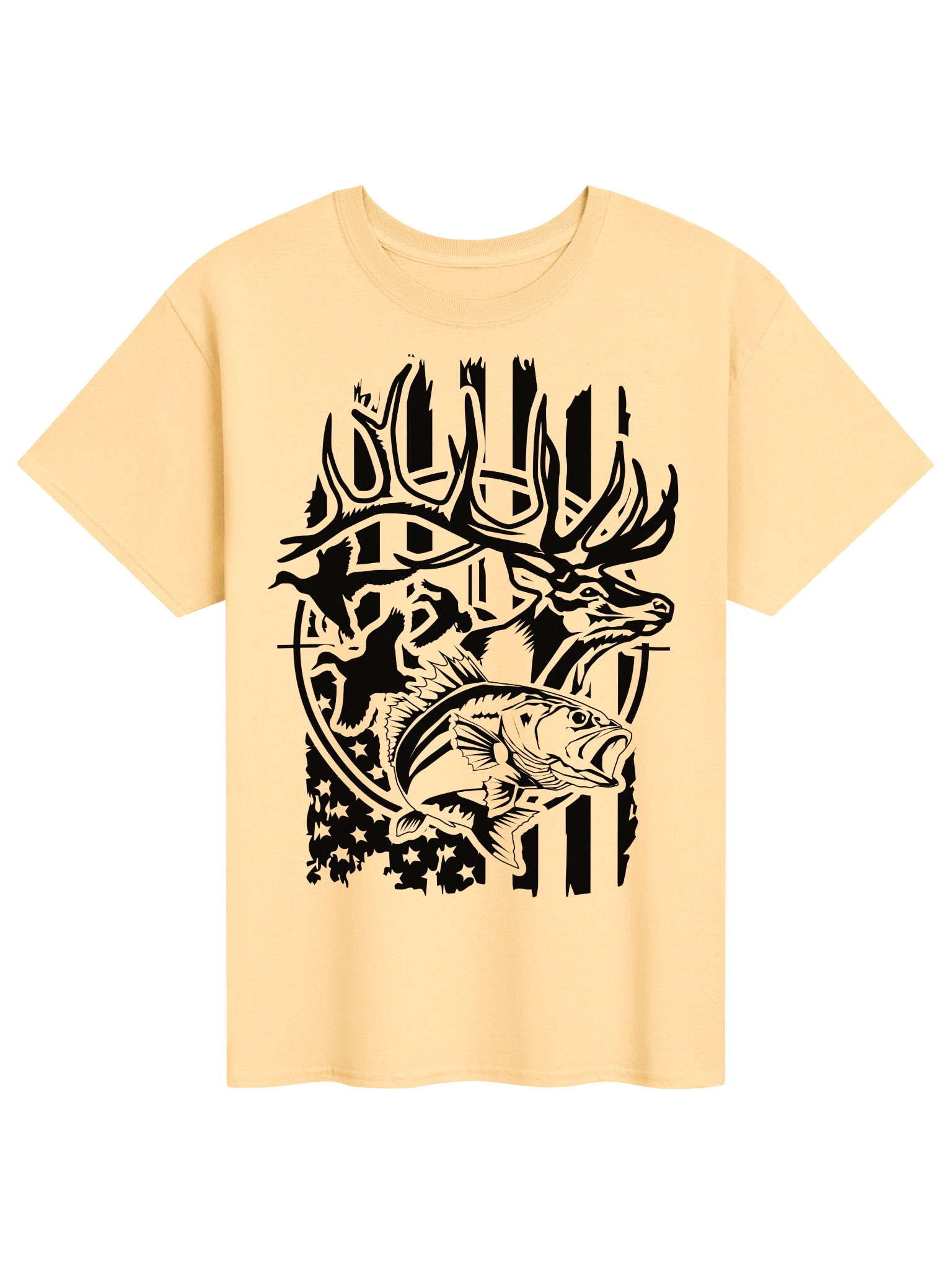 American Hunter Deer Bass Duck Flag Shirt product image (1)