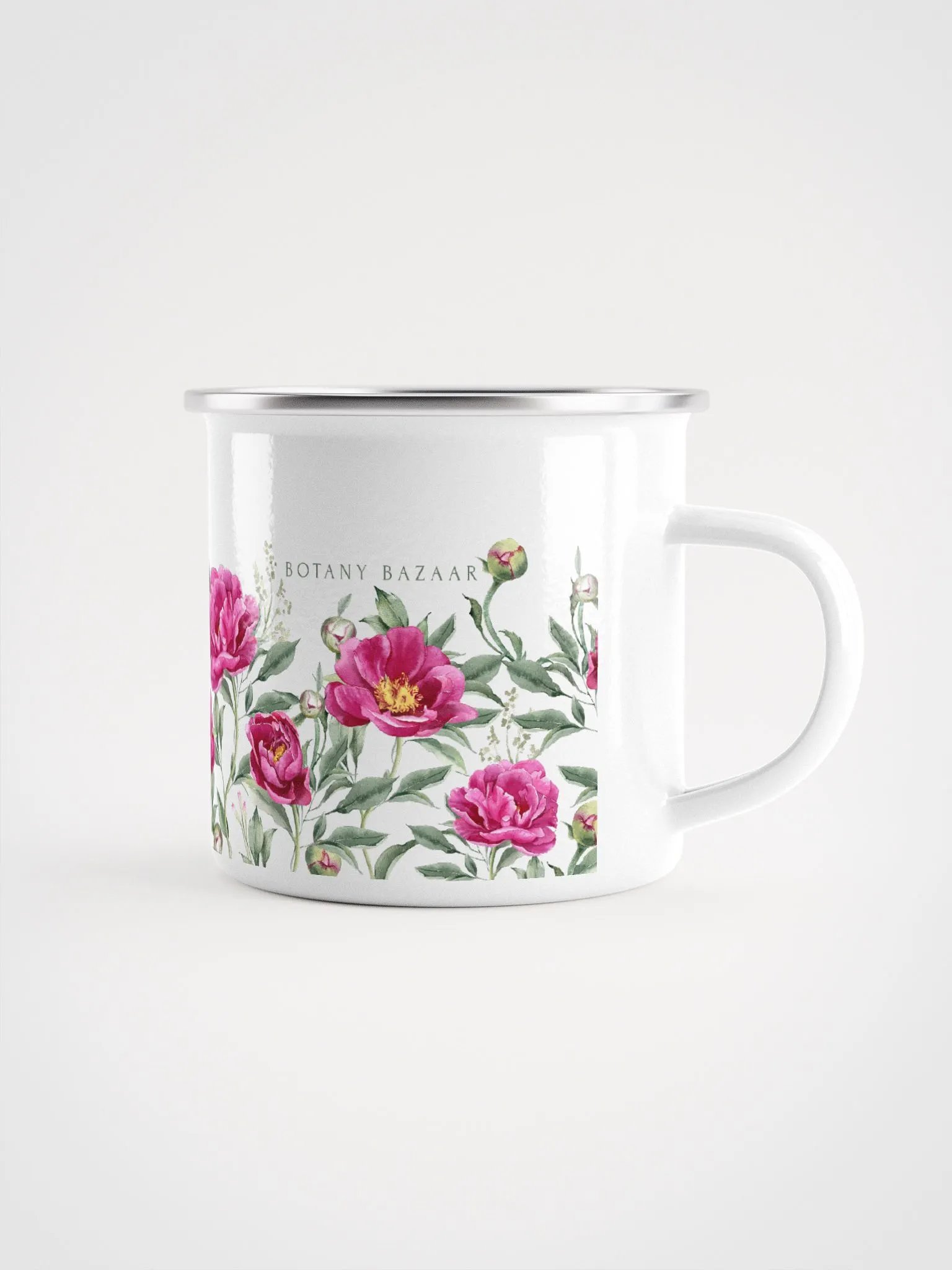 Peony White Enamel Camping Mug product image (1)