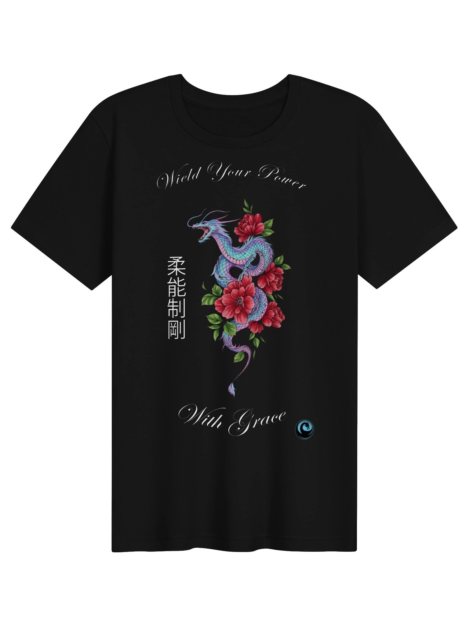 Wield Your Power With Grace: Japanese Dragon & Peony Graphic Tee product image (3)