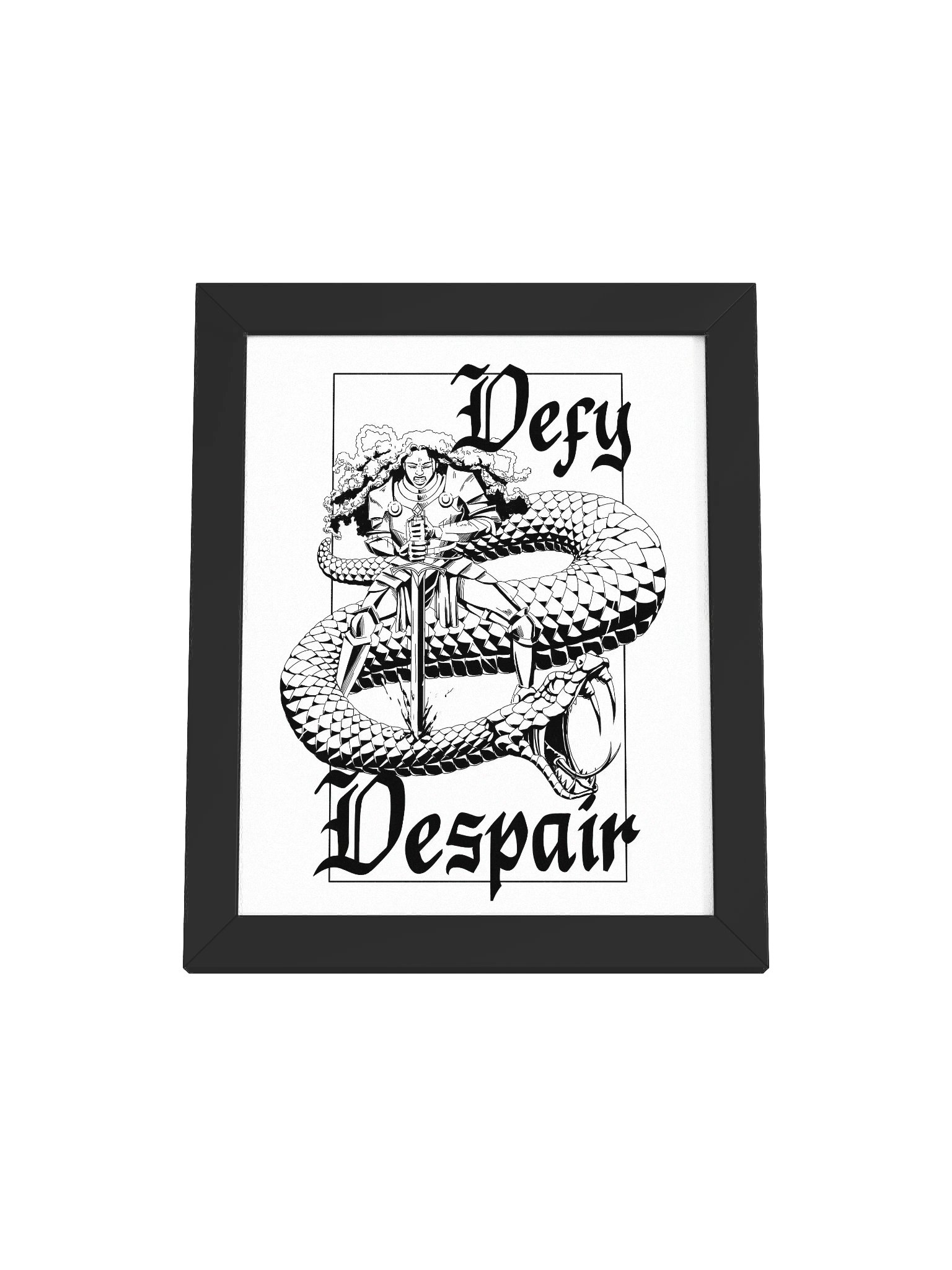 DEFY DESPAIR framed poster (B&W) product image (3)