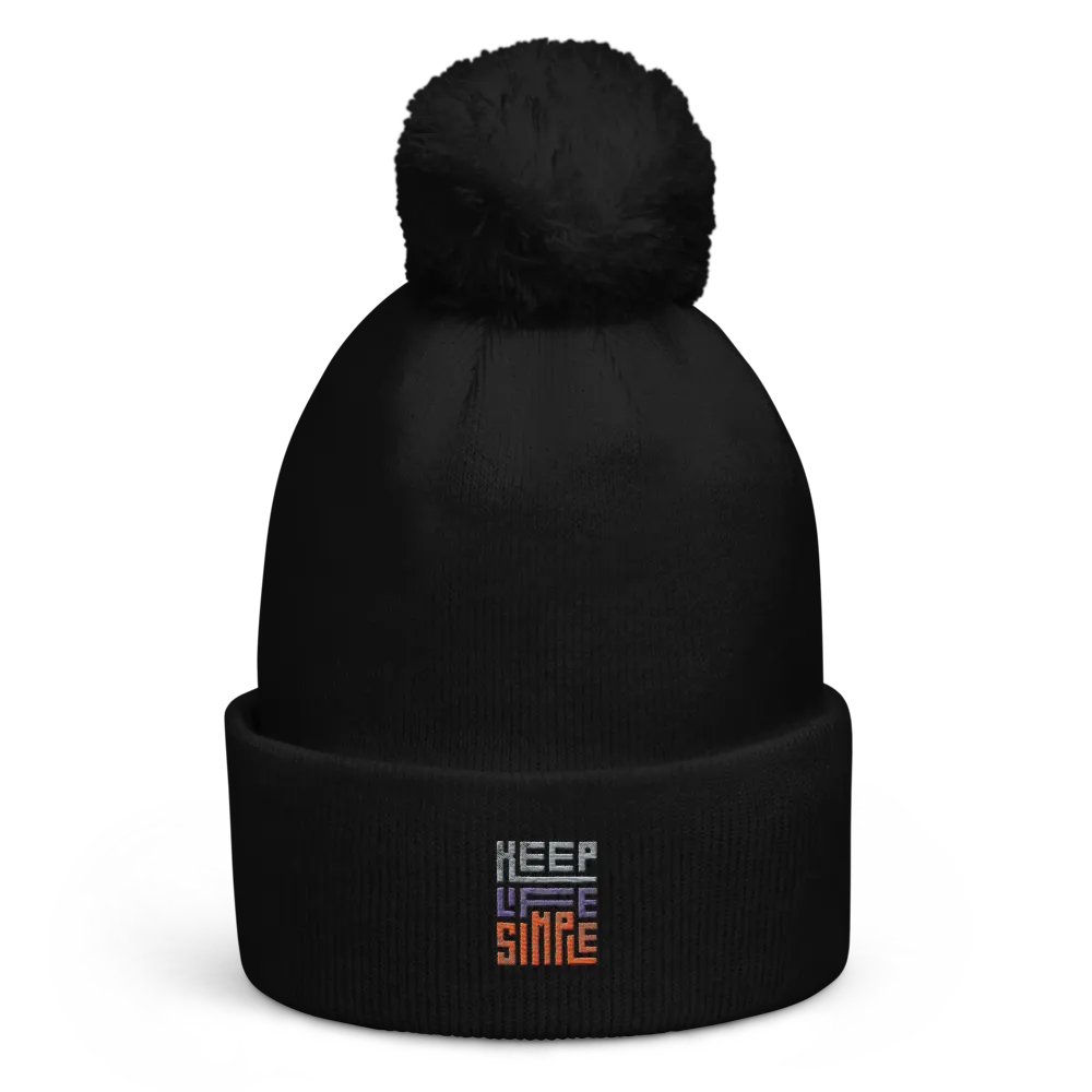'Keep Life Simple' 3-D Puff Embroidered Beanie Hat product image (2)