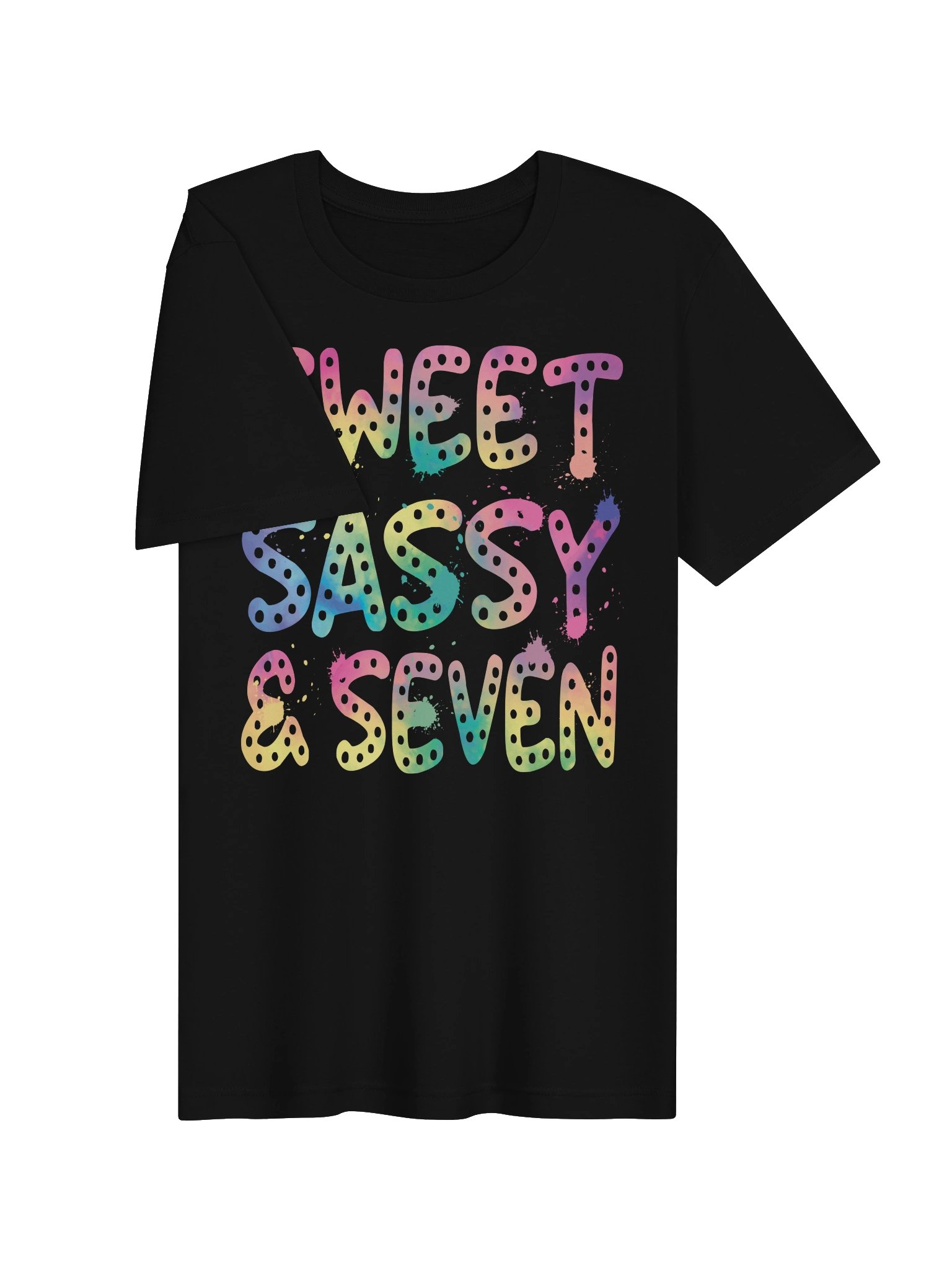 Sweet Sassy and Seven Shirt, 7th Birthday Girl Rainbow Paint Splatter Tee, Cute Seventh Birthday Gift product image (28)