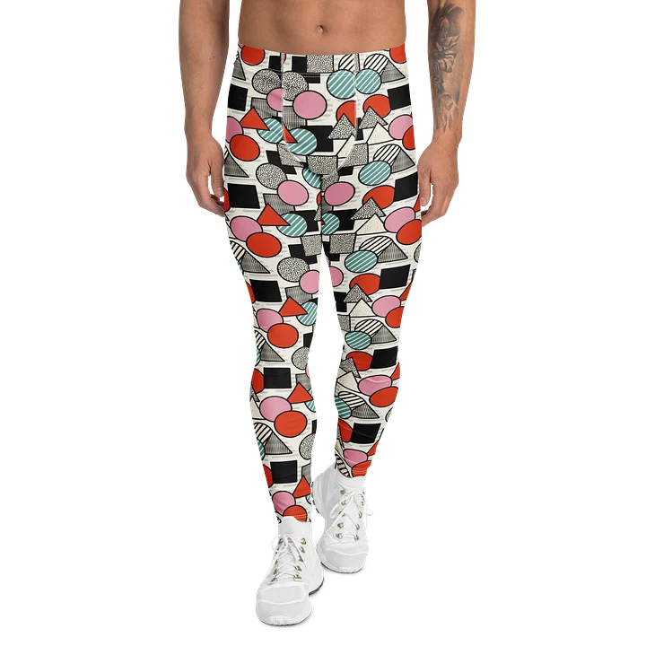 Comfortable Men's Leggings with Colorful Memphis Pattern product image (1)