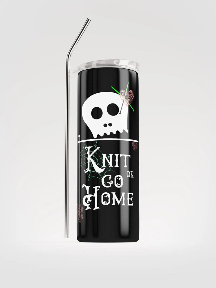 Knit or Go Home quote with a skull and knitting needles product image (1)