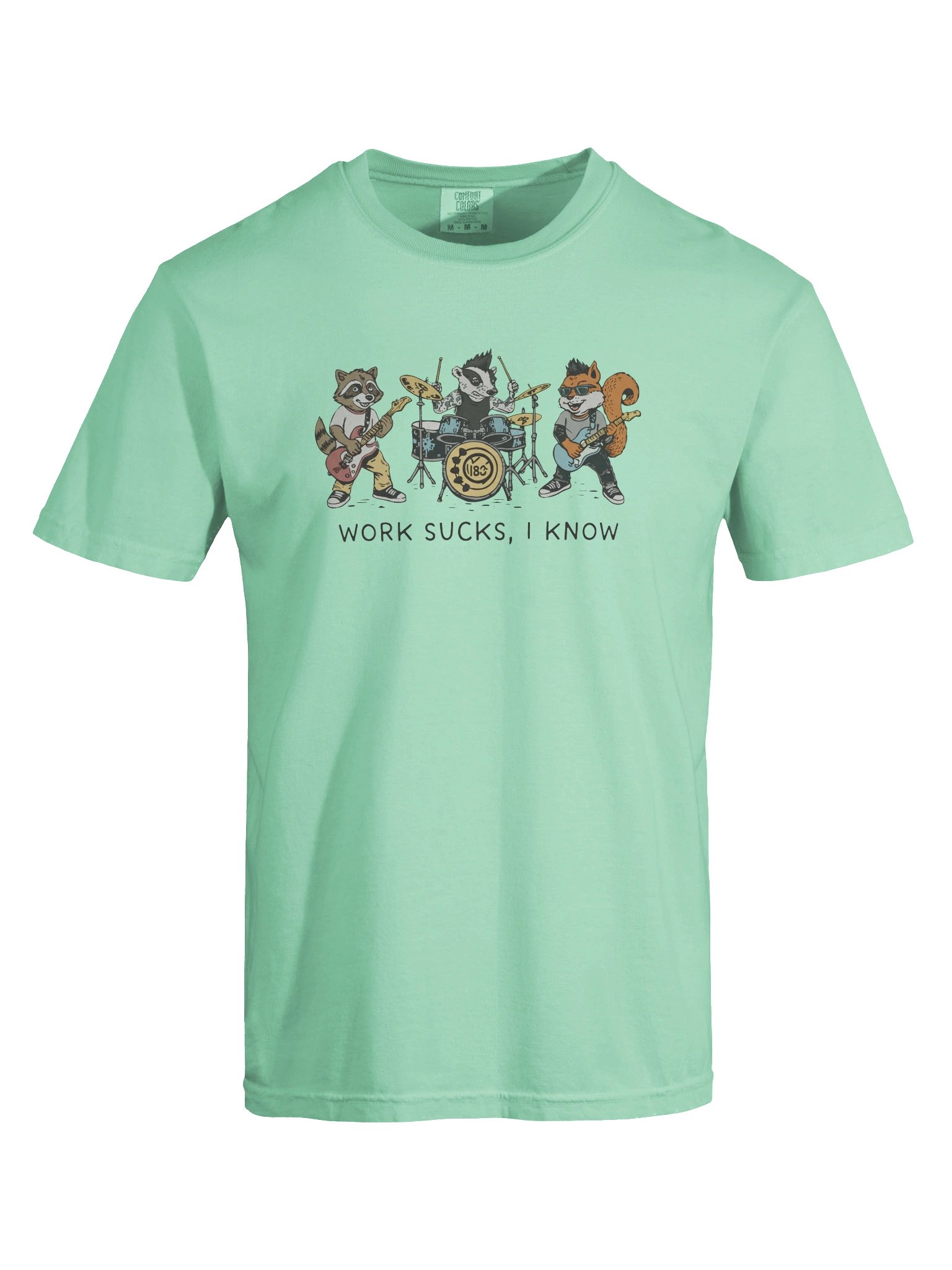 "Work Sucks, I Know" Retro Animal Rock Band Comfort Colors Graphic Tee product image (3)