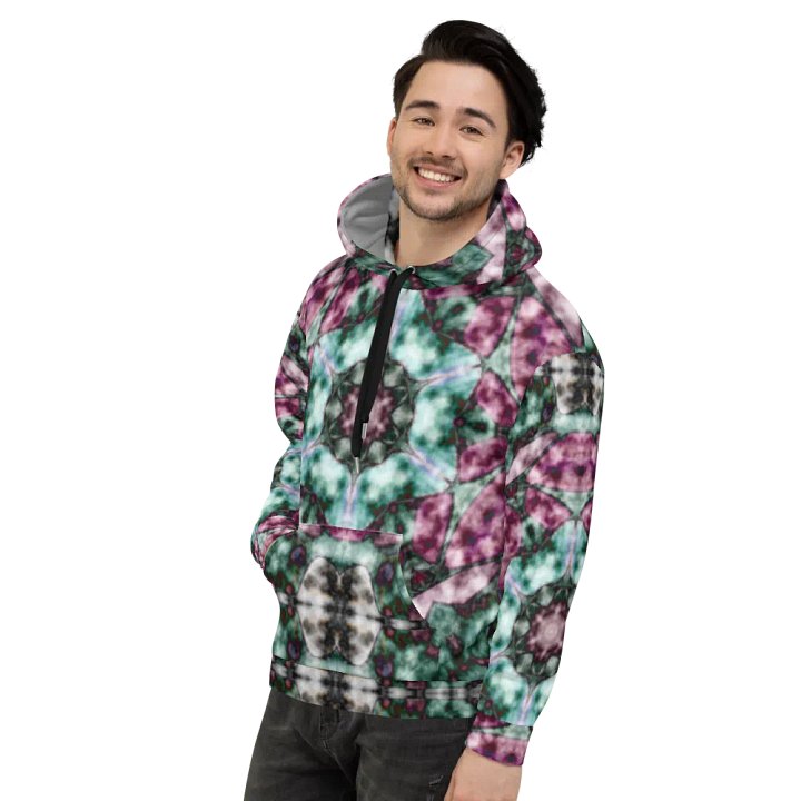 Bohemian 6 Pointed Madala Teal and Pink/ All-Over Print Recycled Unisex Hoodie by Sublicolor product image (1)