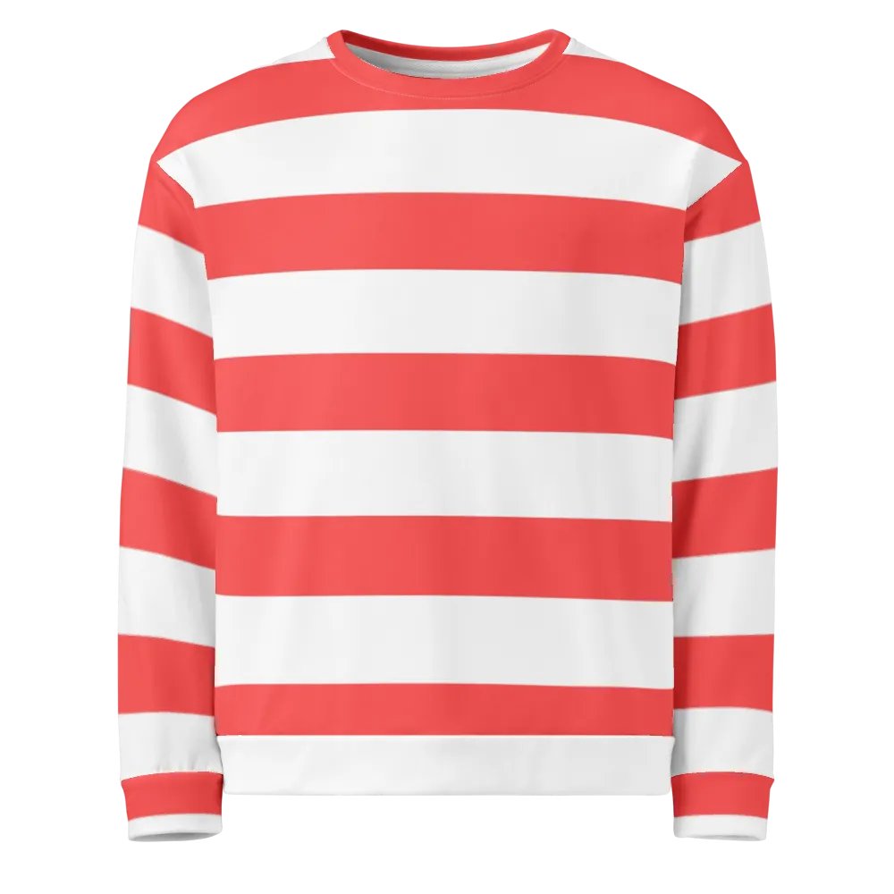 Coral Red and White Striped Sweatshirt product image (1)