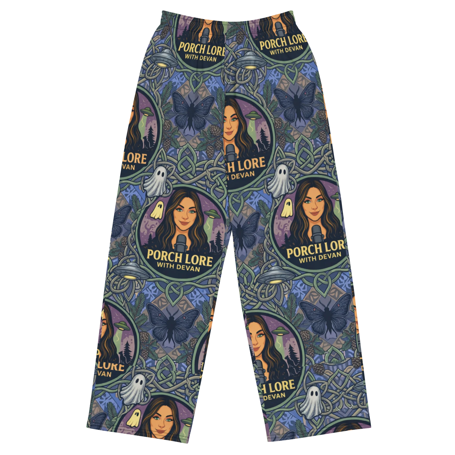 PORCH LORE DEVAN PERIWINKLE MOTH UNISEX WIDE-LEG PANTS product image (1)