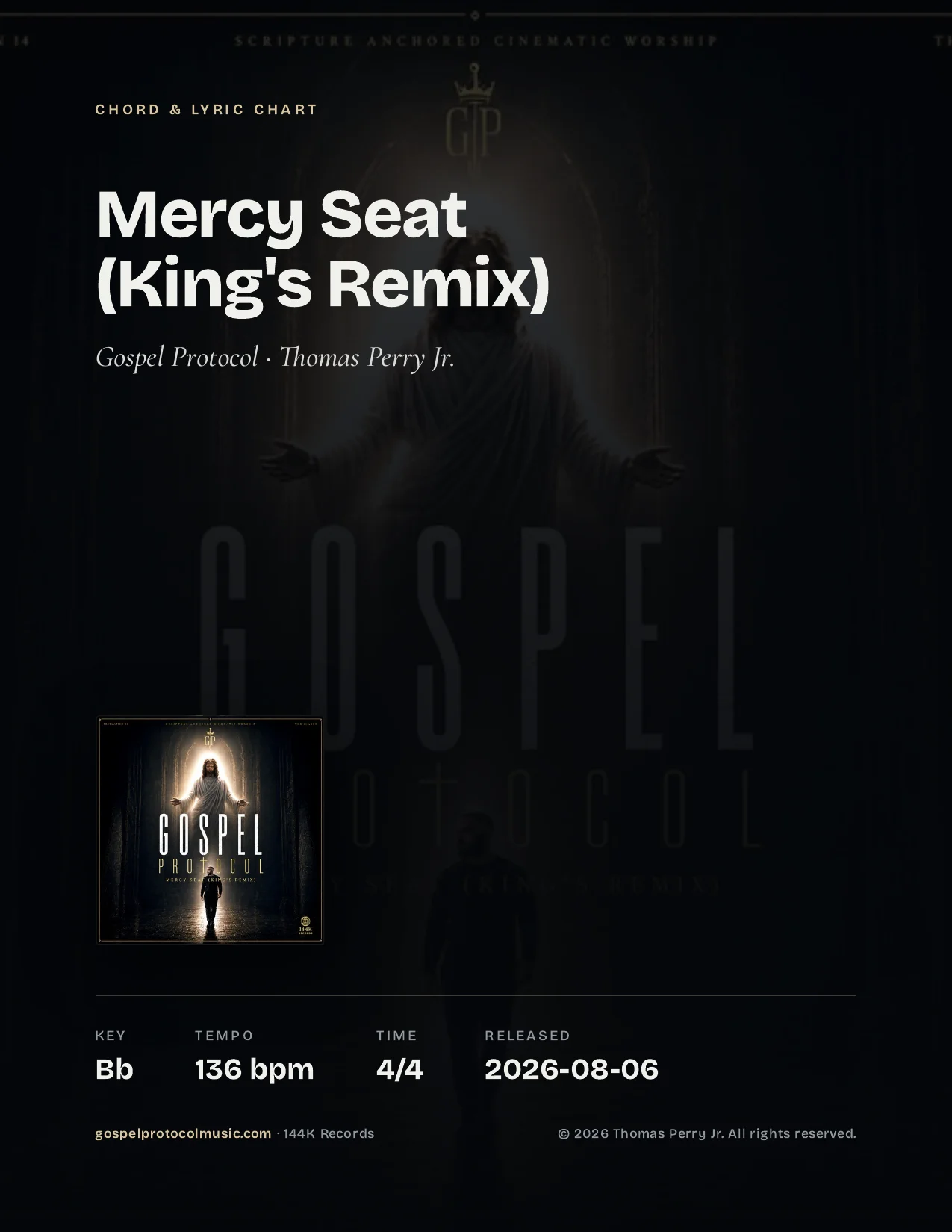 Mercy Seat (King's Remix) — Chord & Lyric Chart product image (1)