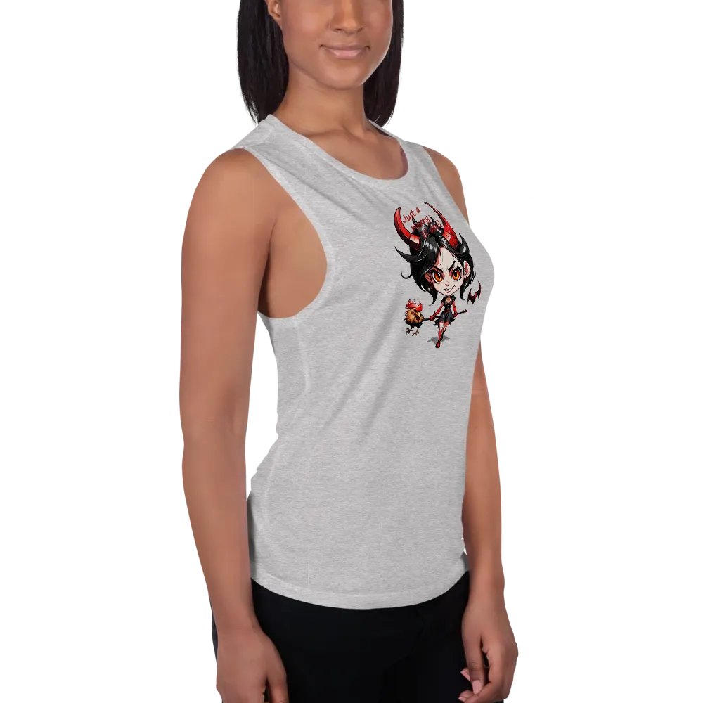 Just A Horny Lil Devil Graphic flowy muscle cut Tank top product image (11)