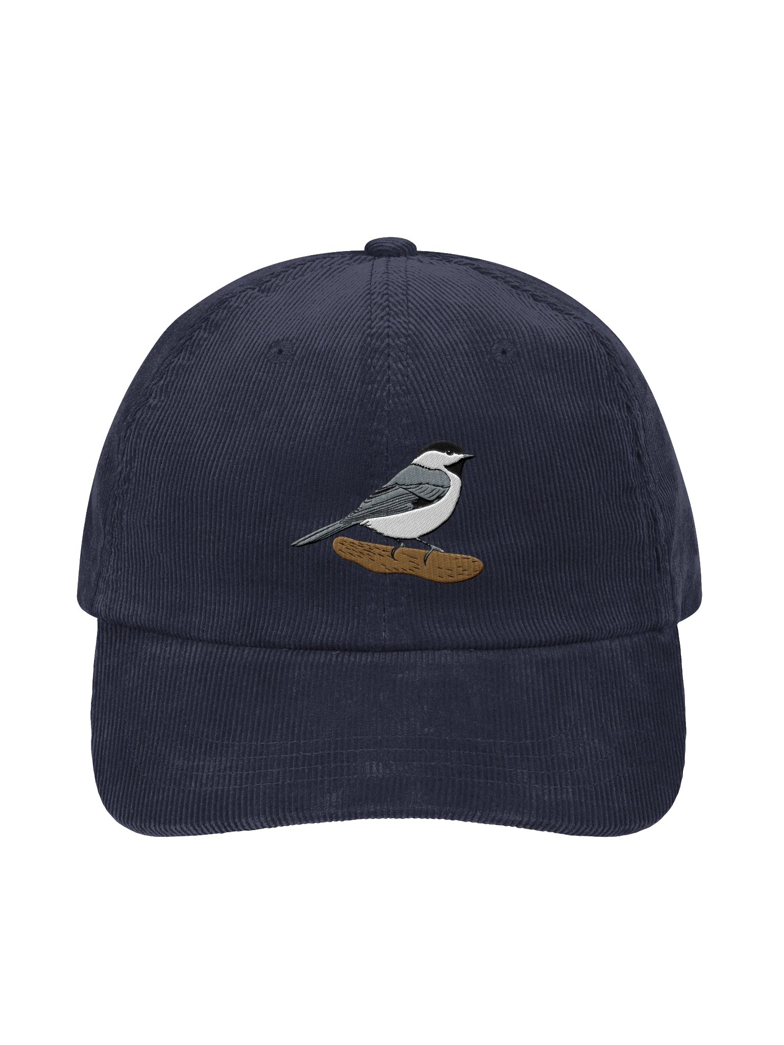 Black Capped Chickadee Embroidered Corduroy Hat product image (1)