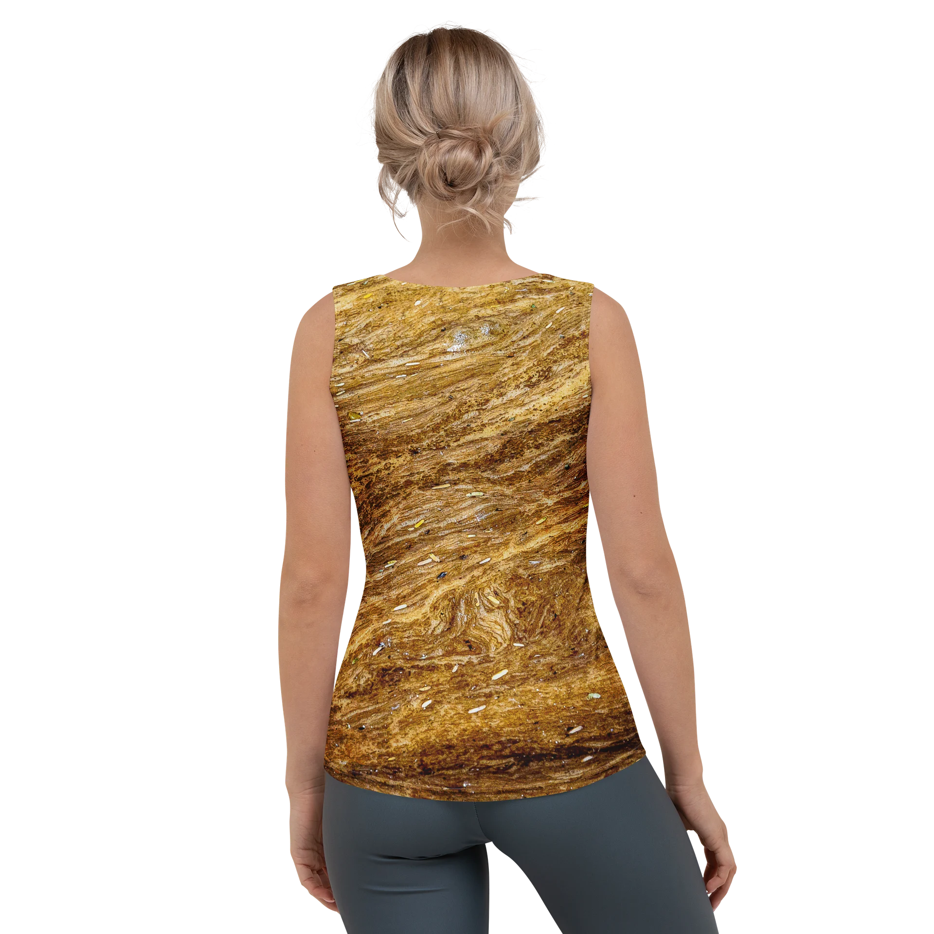 Golden Strata Women's All-Over Print Layered Amber Tank Top product image (2)