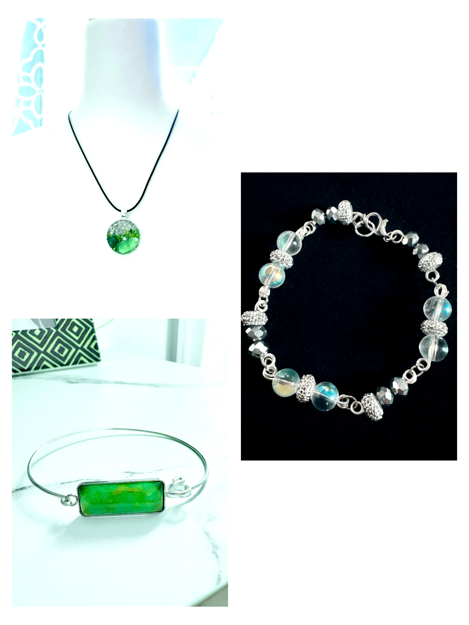 Atlantic-Emerald Green Sea Glass Necklace + Coordinating Bracelet product image (1)